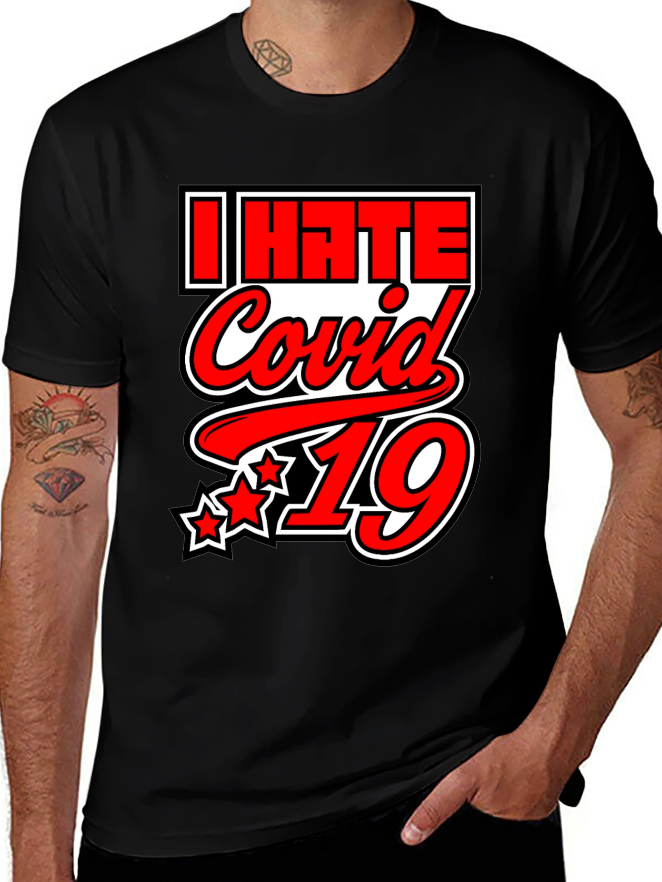 I Hate Covid 19 Black Graphic Tee