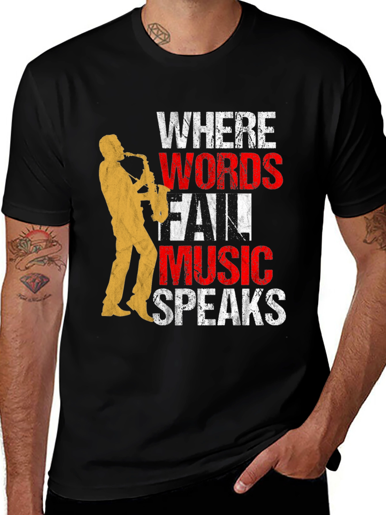 Variant 8 of Music Speaks T-Shirt - Saxophone Graphic Tee
