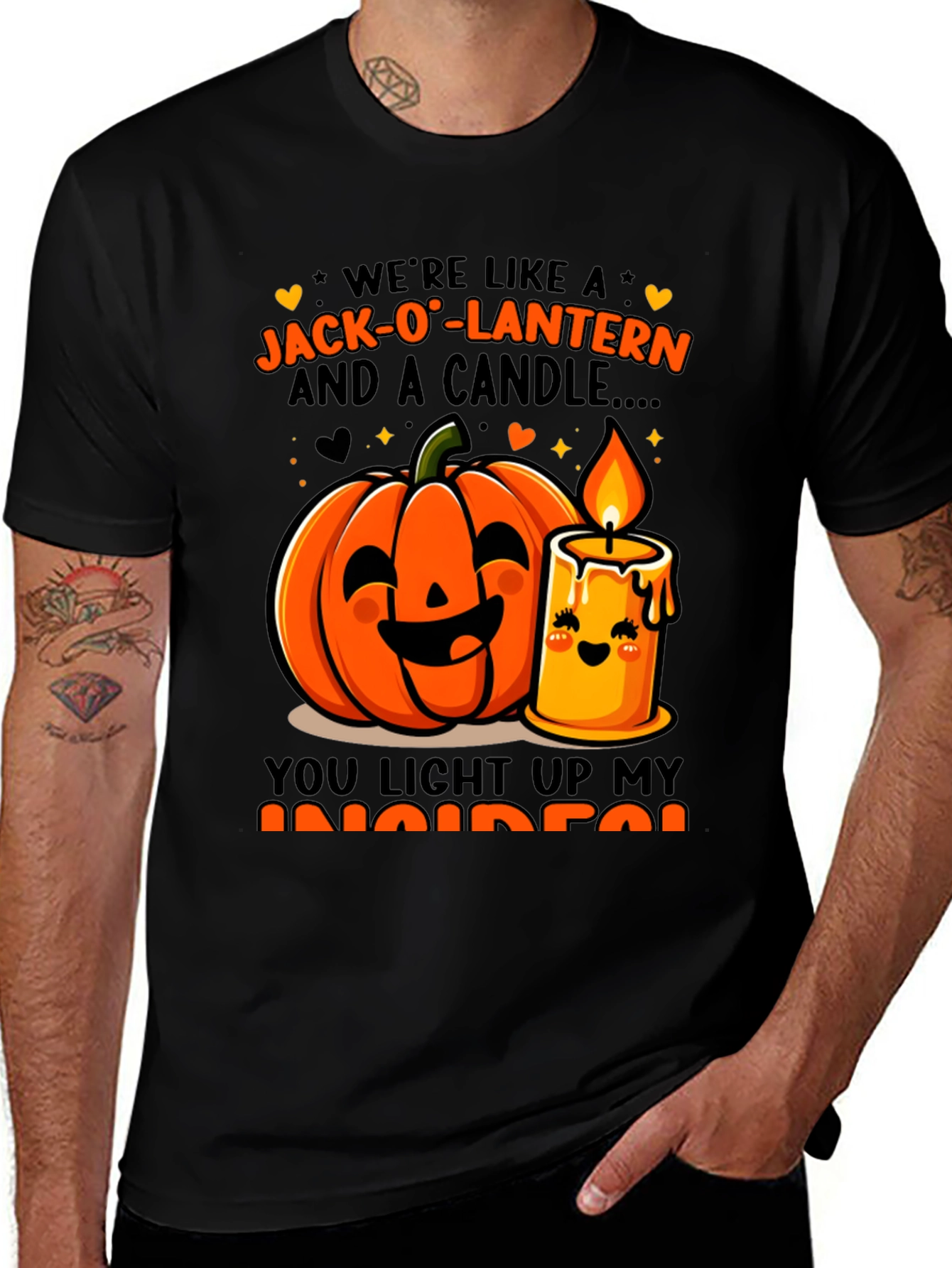 Jack-O'-Lantern & Candle Halloween Graphic T-Shirt
