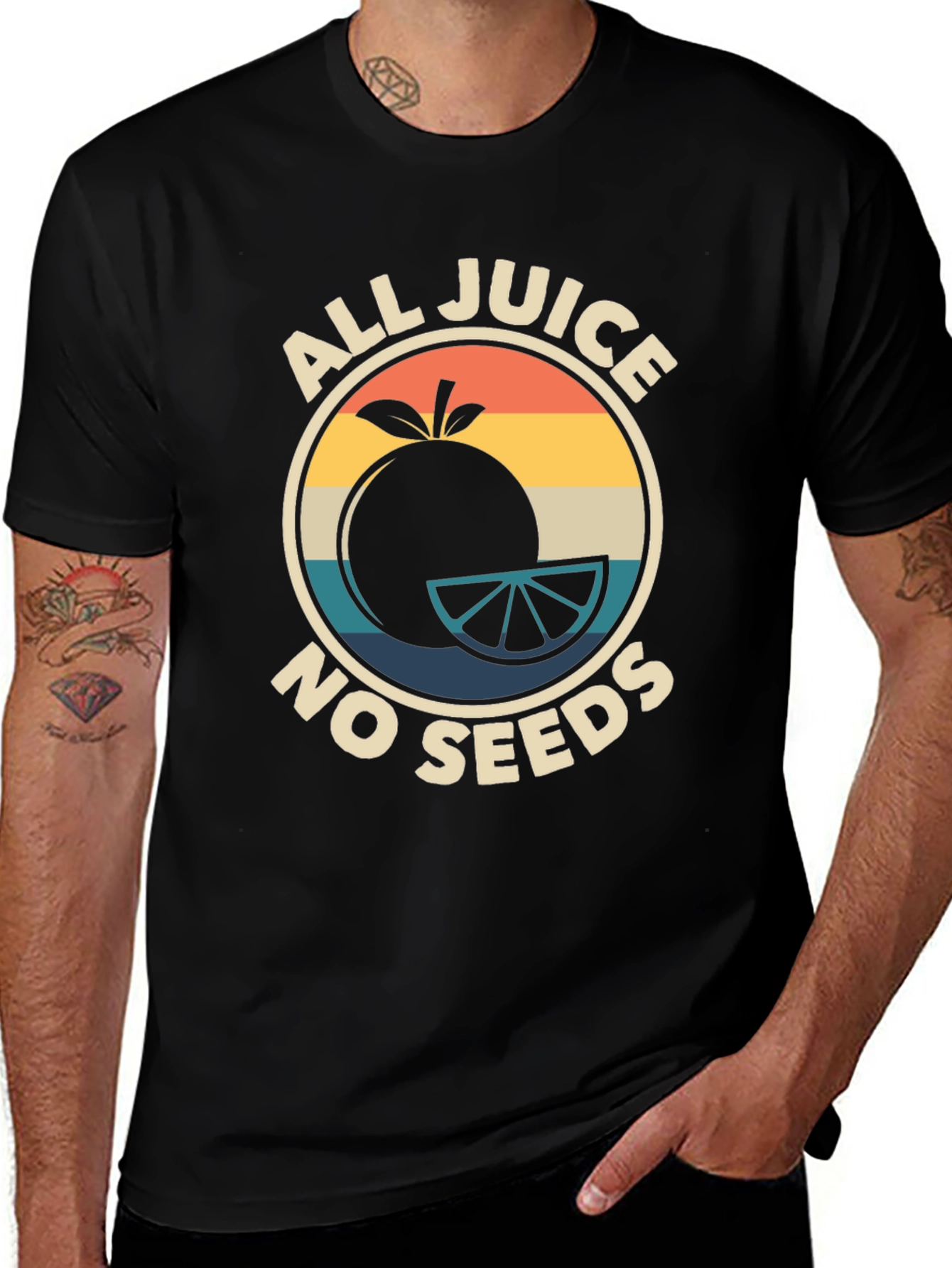 Variant 25 of All Juice No Seeds Graphic Tee - Retro Style
