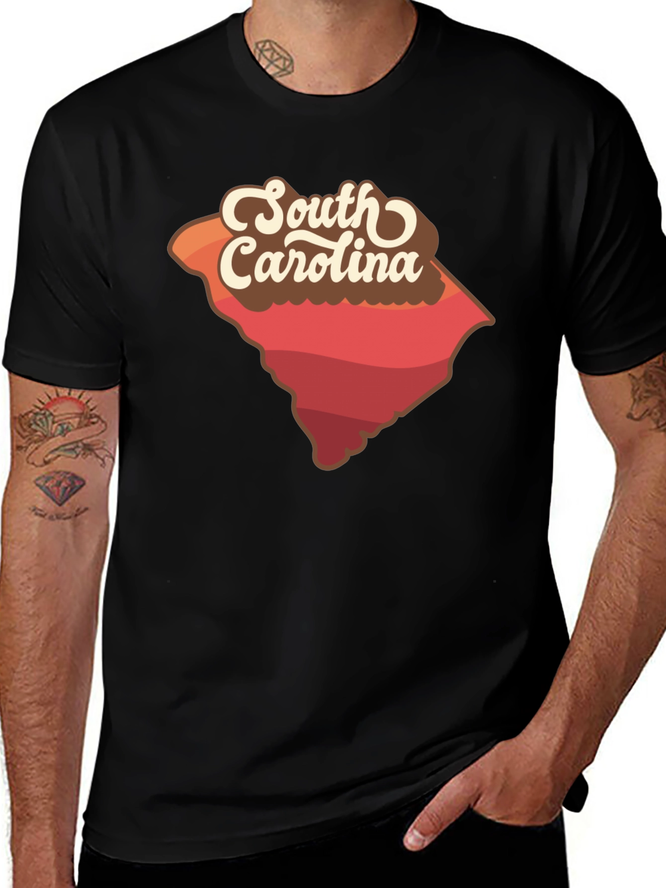 South Carolina State Map Graphic Tee - Retro Style