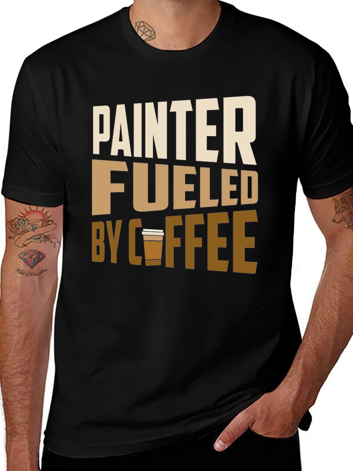 Variant 16 of Painter Fueled by Coffee Black Graphic Tee