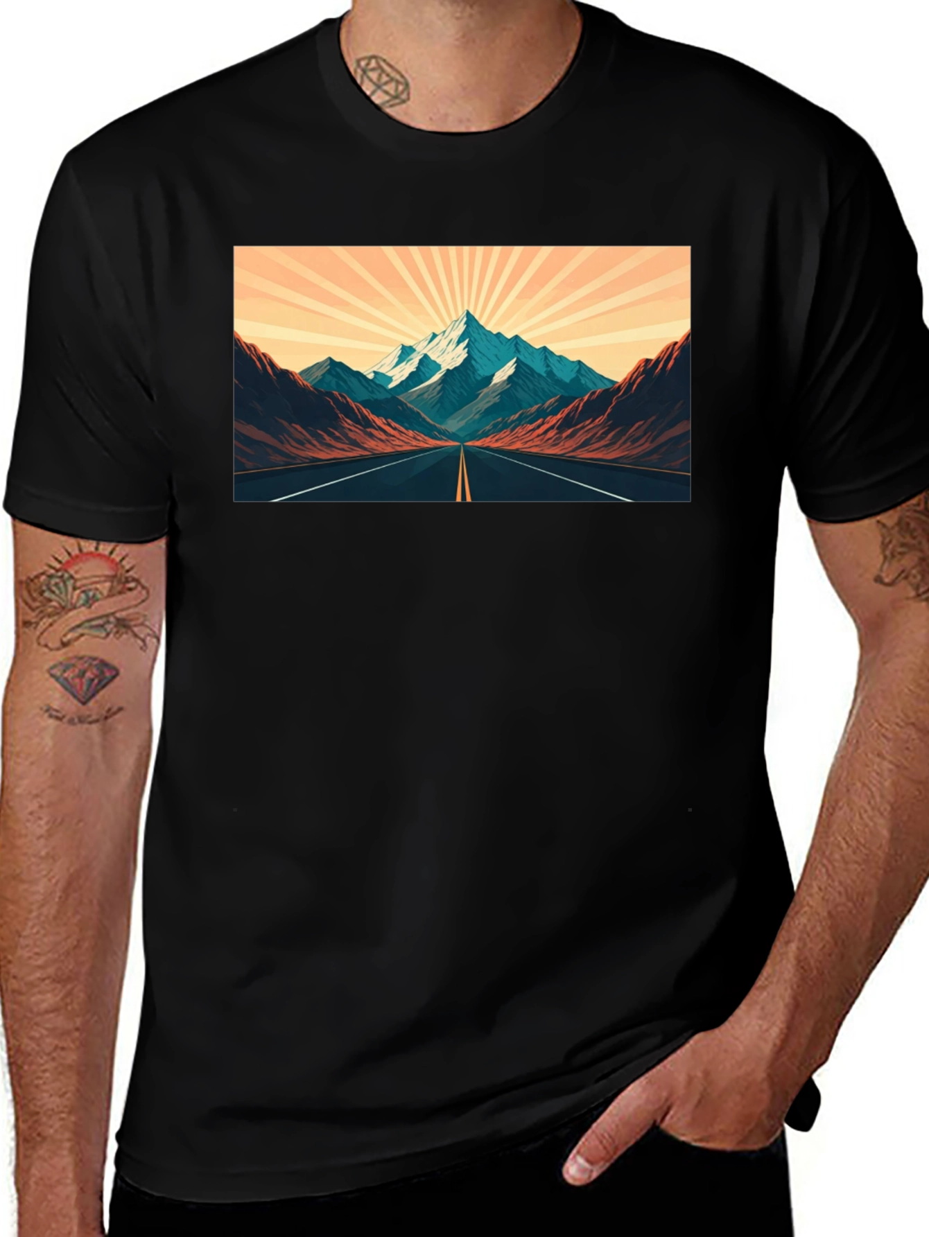 Variant 22 of Mountain Road Trip Graphic Tee - Black