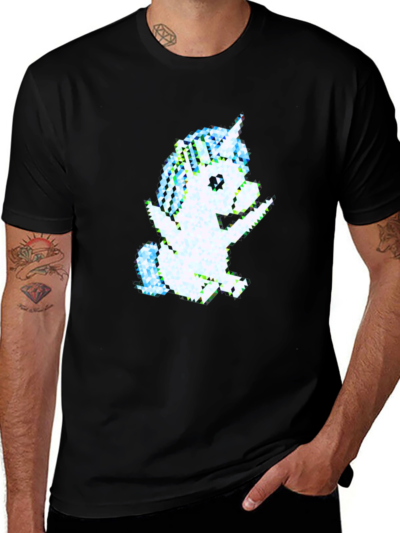 Pixel Unicorn Graphic Tee - Black