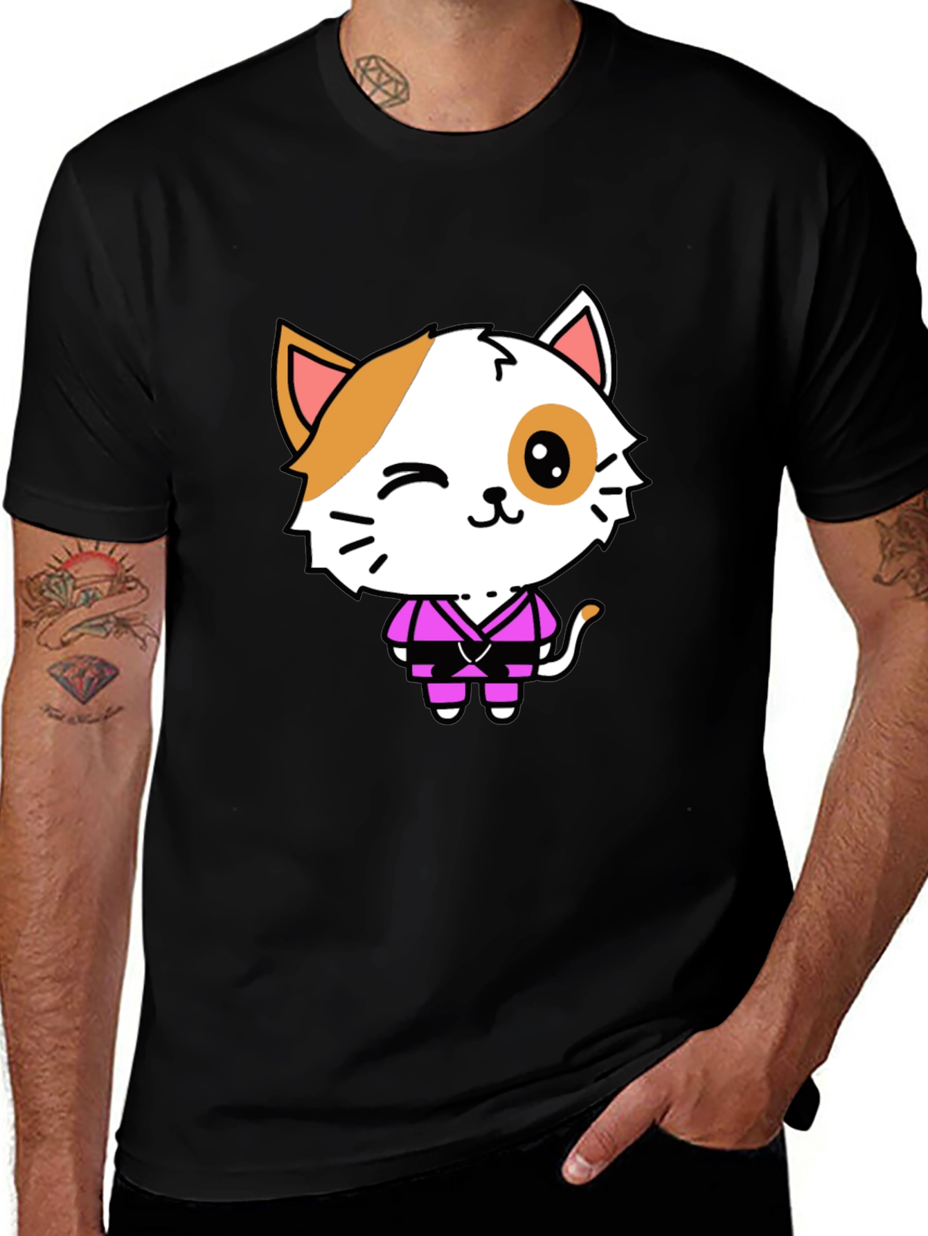 Variant 26 of Cute Ninja Cat Black T-Shirt
