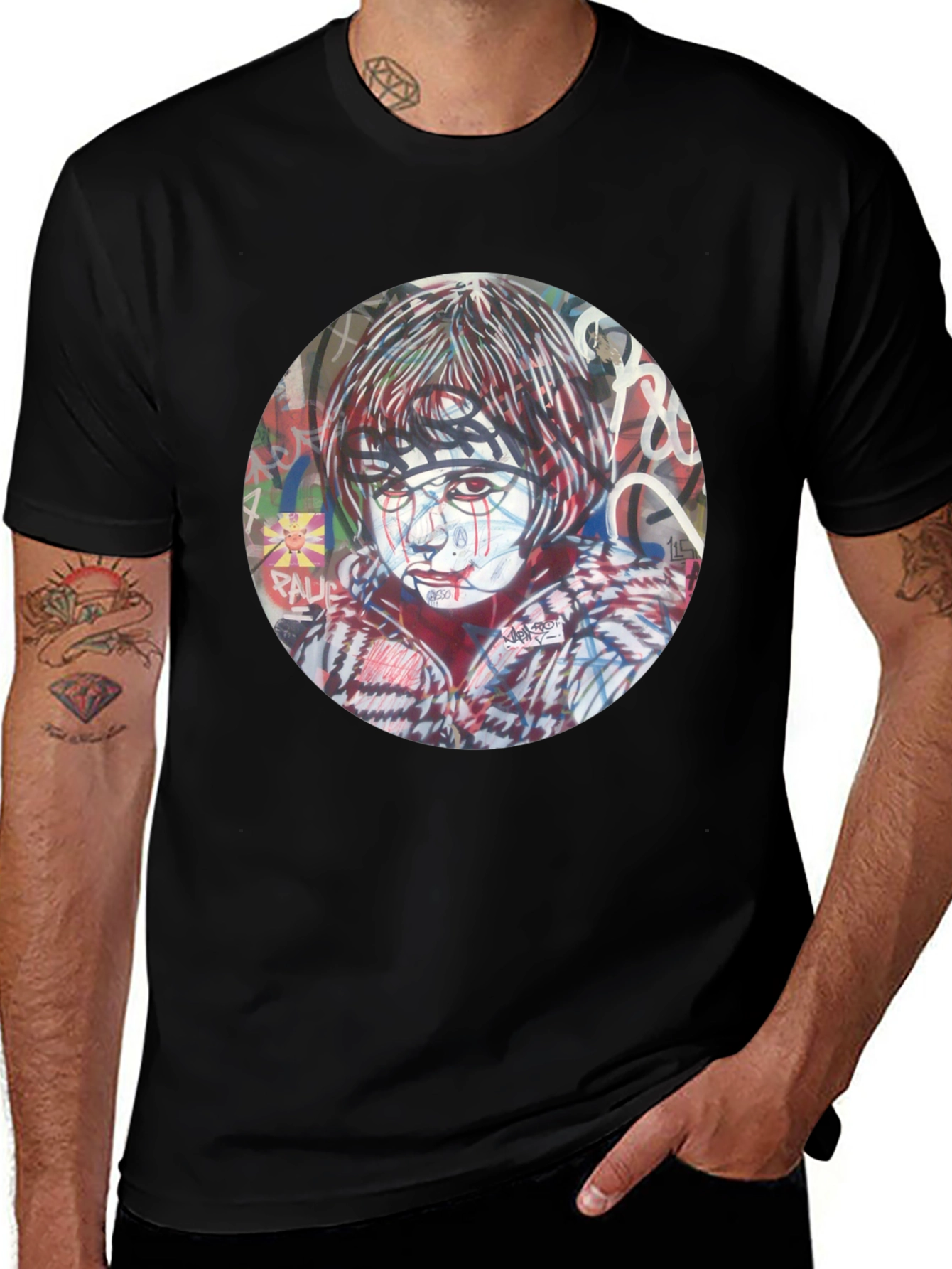 Variant 8 of Artistic Graphic Print Black T-Shirt