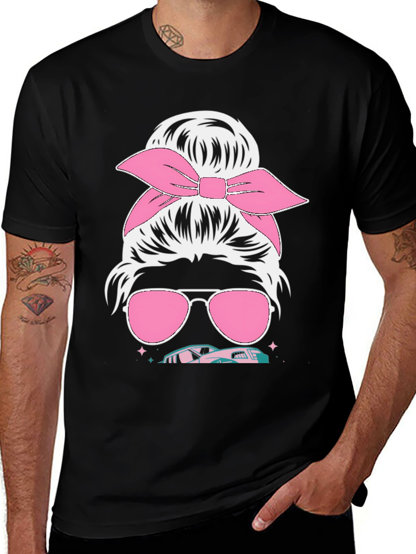 Variant 15 of Retro Racing Messy Bun T-Shirt