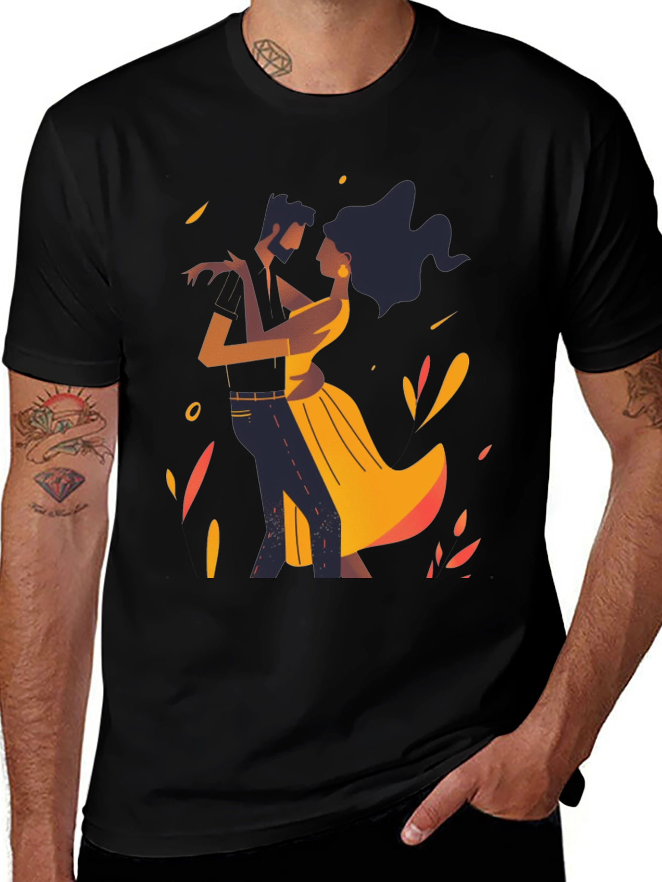 Variant 2 of Dancing Romance Graphic Tee - Stylish Black Shirt