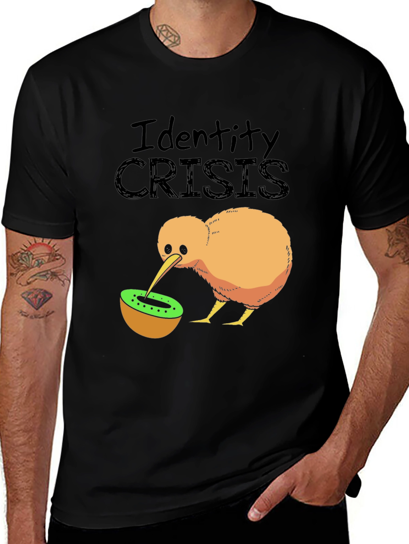 Variant 12 of Identity Crisis Kiwi Bird Humor Graphic T-Shirt