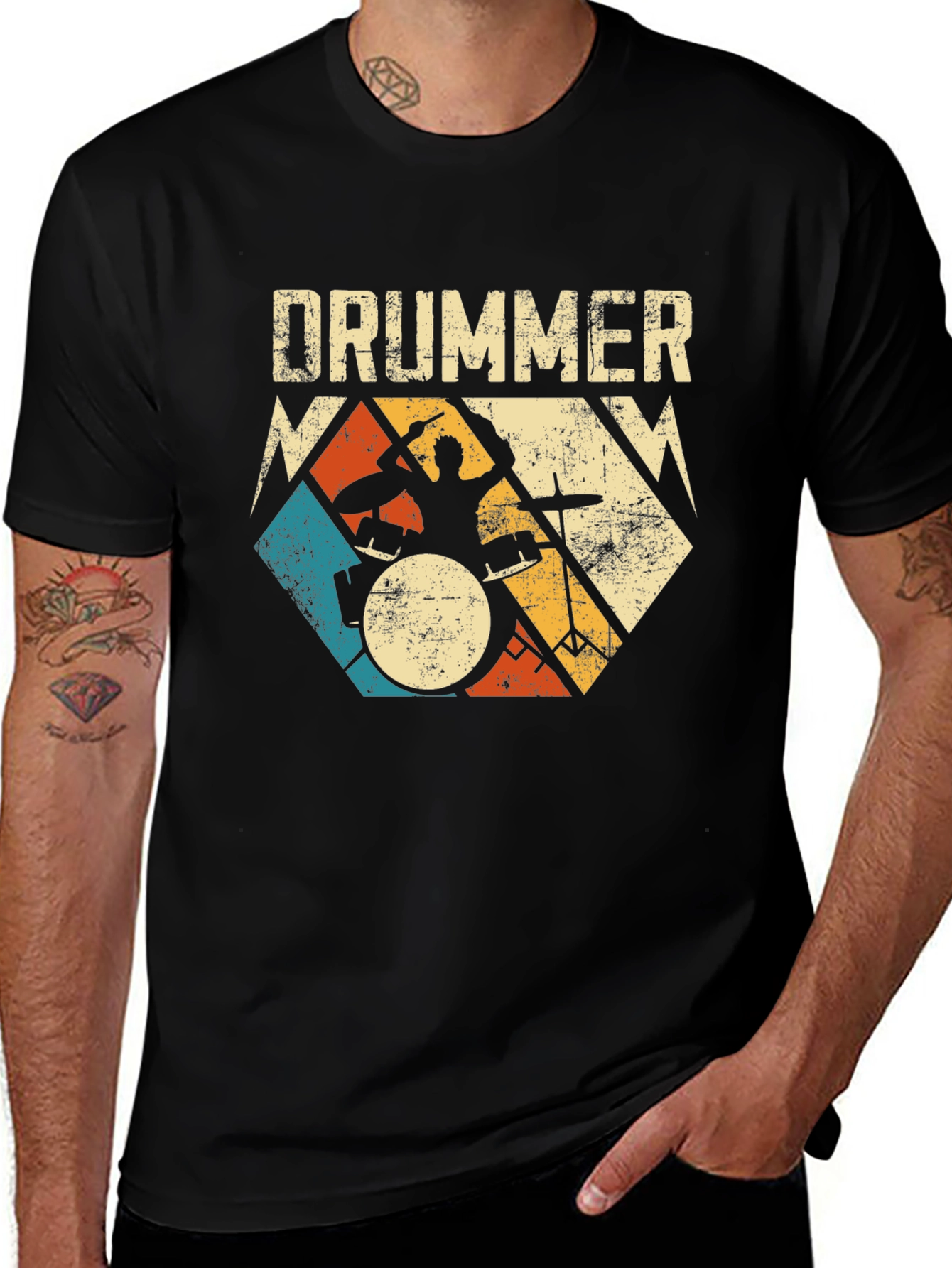 Variant 28 of Retro Drummer T-Shirt - Vintage Style Music Tee