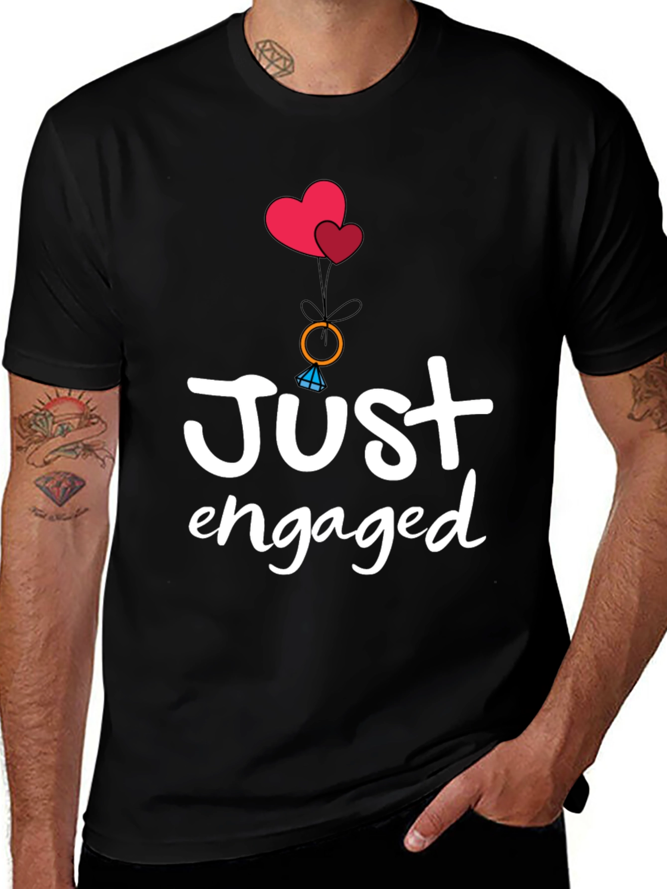 Variant 11 of Just Engaged T-Shirt - Romantic Graphic Tee