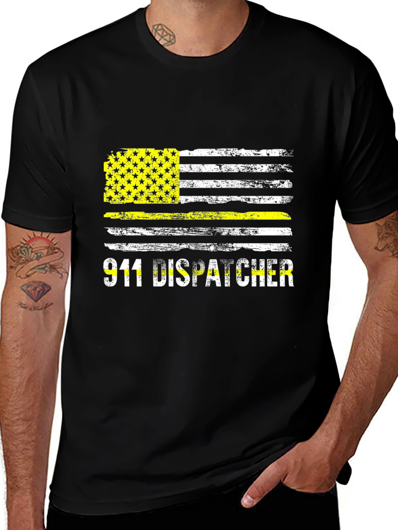 911 Dispatcher Thin Yellow Line Flag T-Shirt