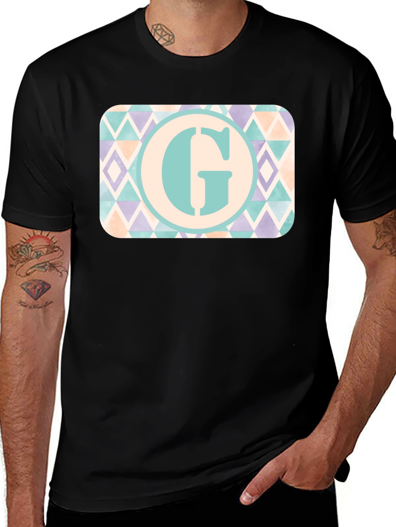Variant 17 of Pastel Geometric Monogram Tee