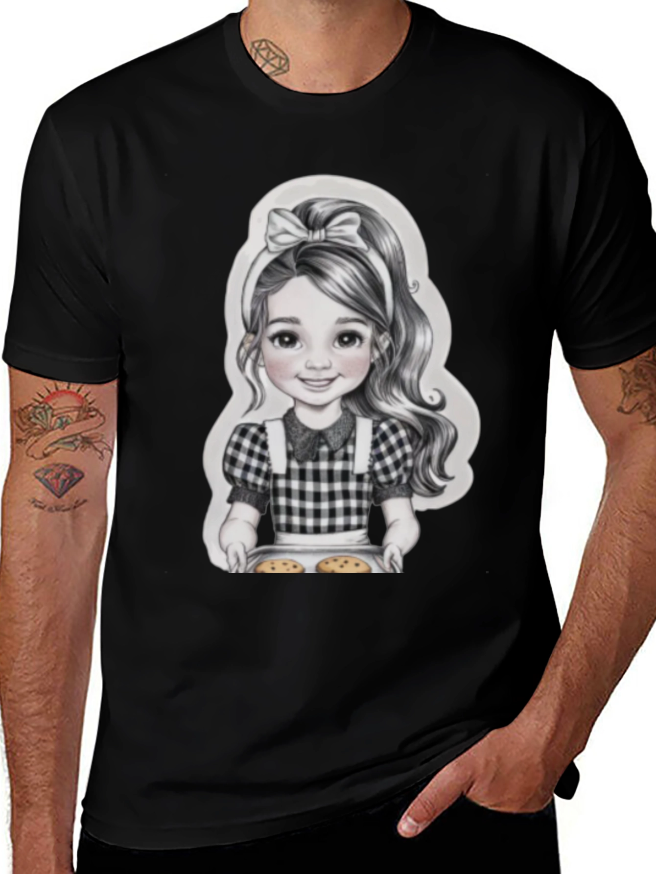 Variant 26 of Girl Baking Cookies Graphic Tee - Black