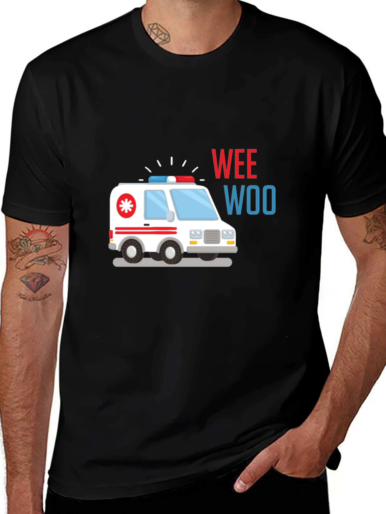Ambulance Wee Woo Graphic T-Shirt - Black