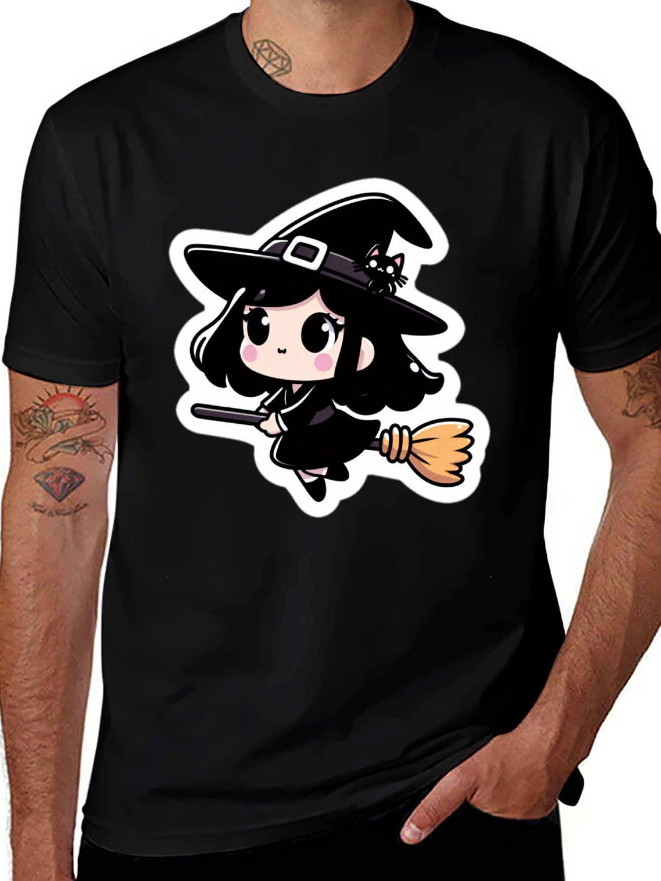 Chibi Witch T-Shirt - Black, Halloween Apparel