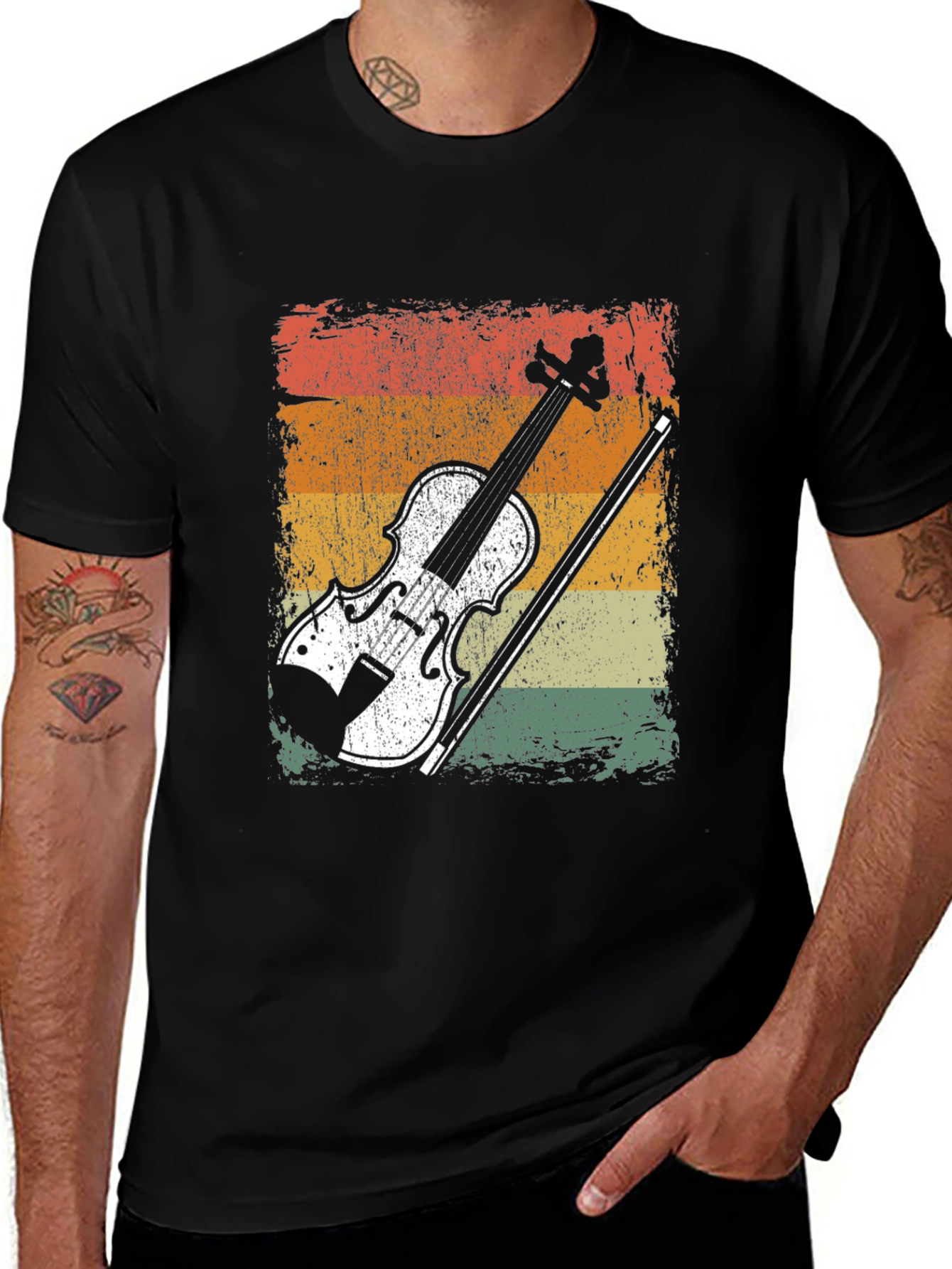 Variant 23 of Vintage Violin Graphic Tee - Retro Musician Shirt