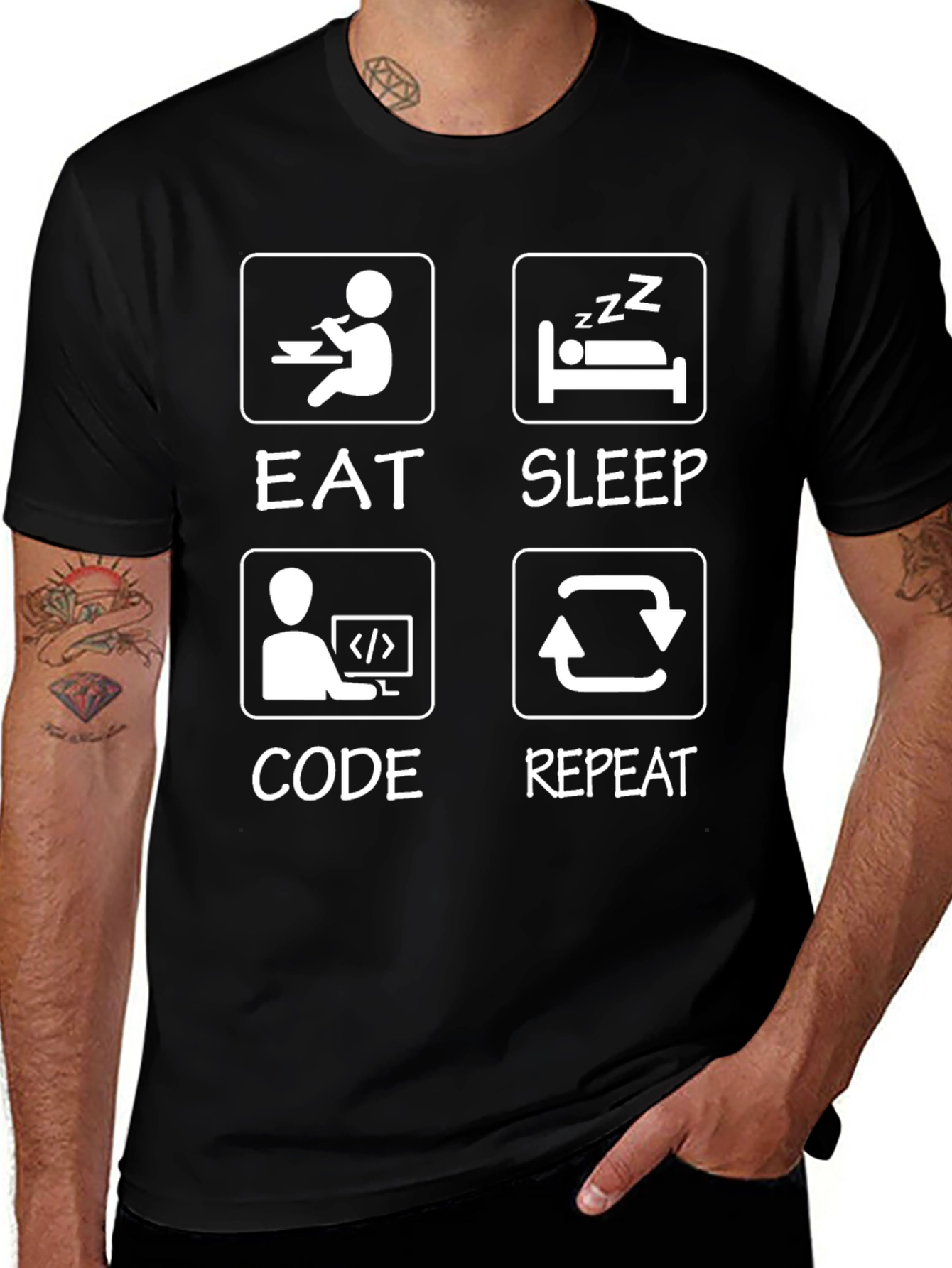 Eat Sleep Code Repeat Graphic Tee