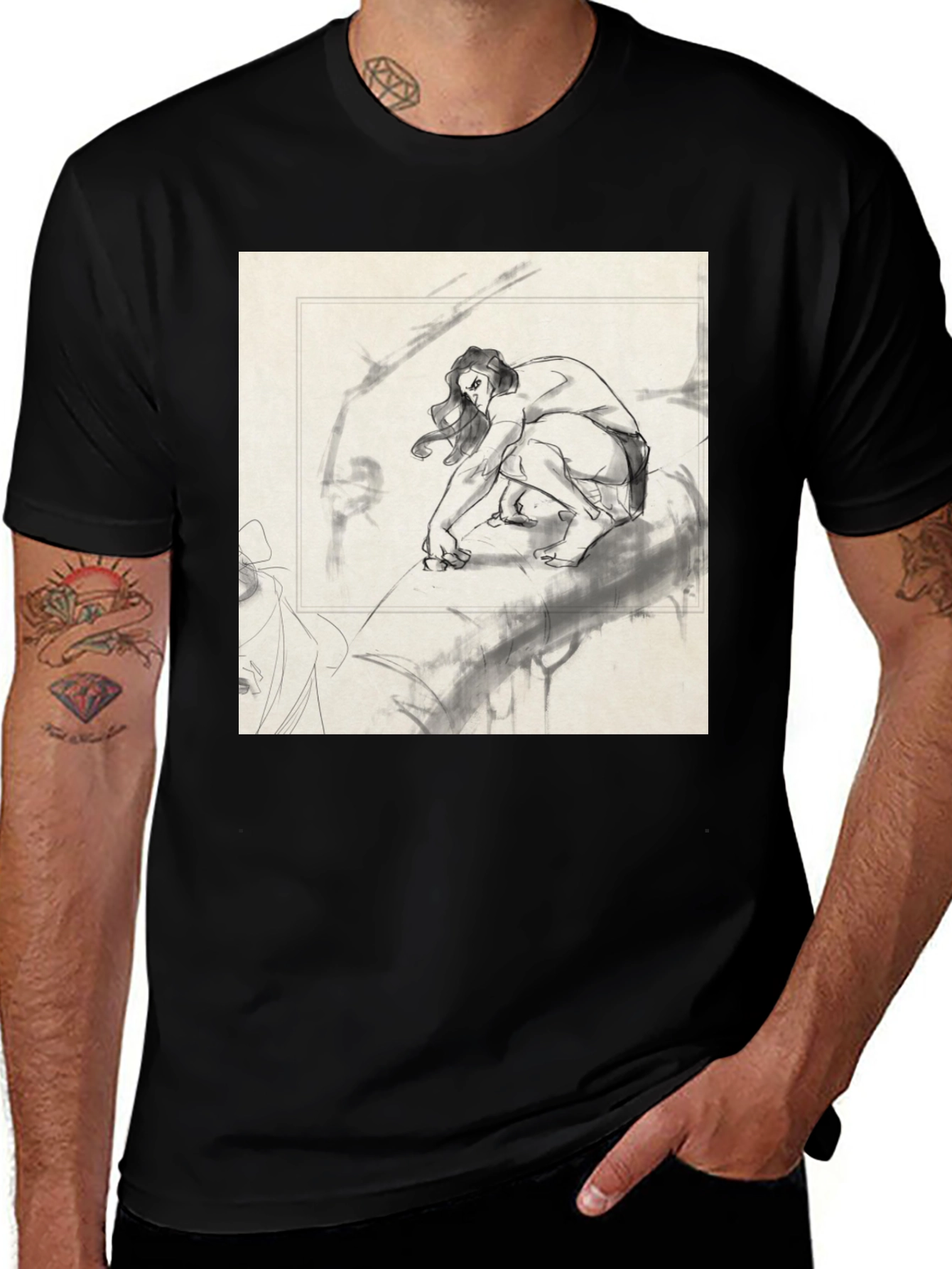 Variant 27 of Artistic Graphic Tee - Ink Sketch Design