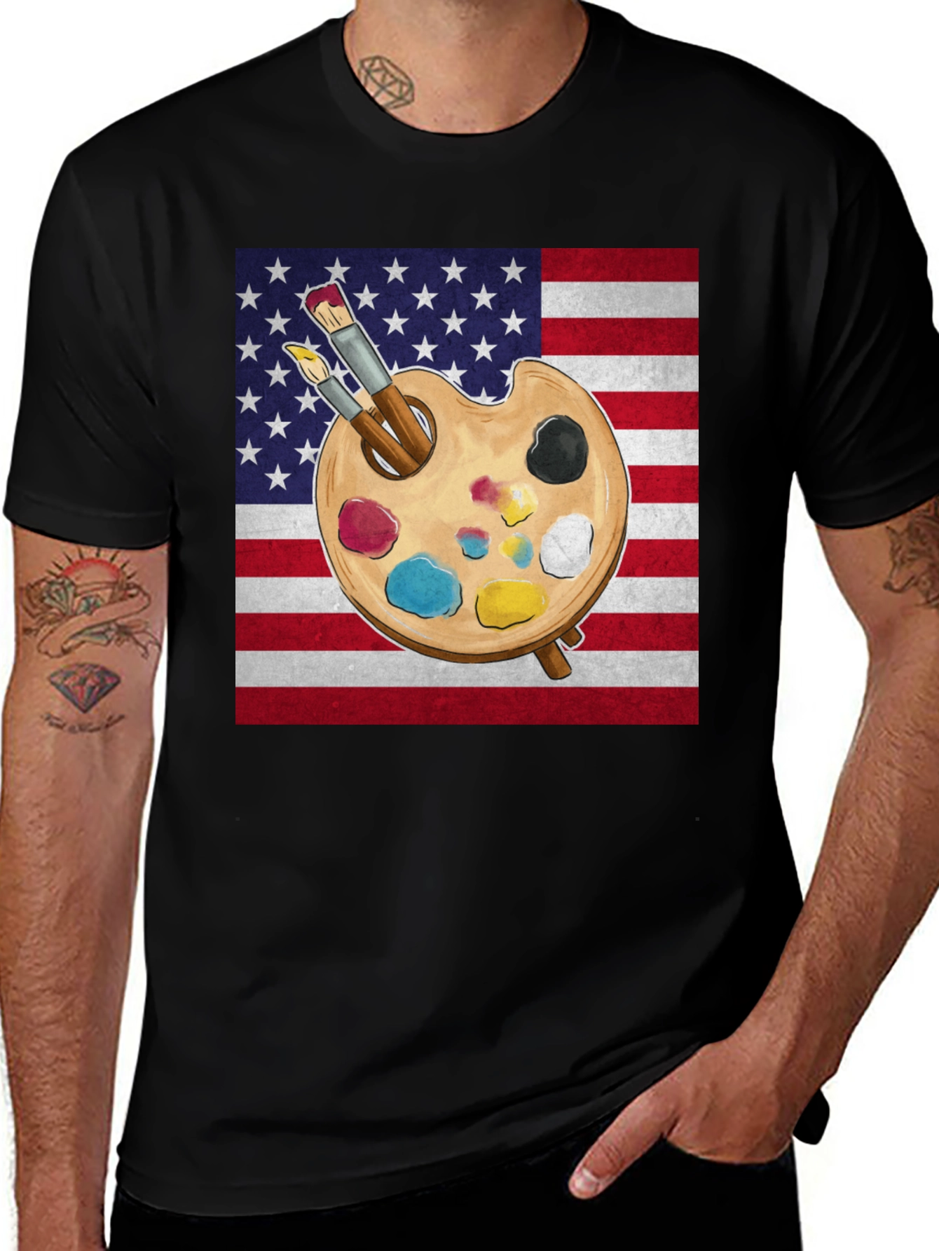 Variant 6 of Patriotic Artist T-Shirt - American Flag Paint Palette