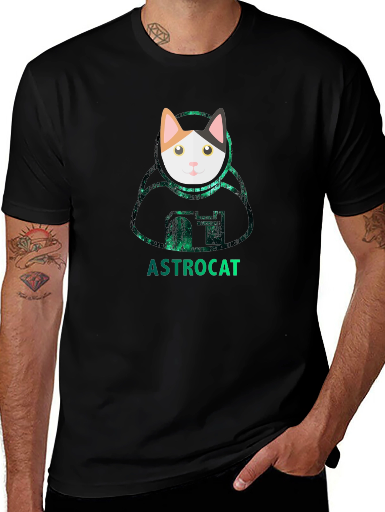 Variant 22 of Astrocat Black T-Shirt - Galaxy Cat Lover Tee