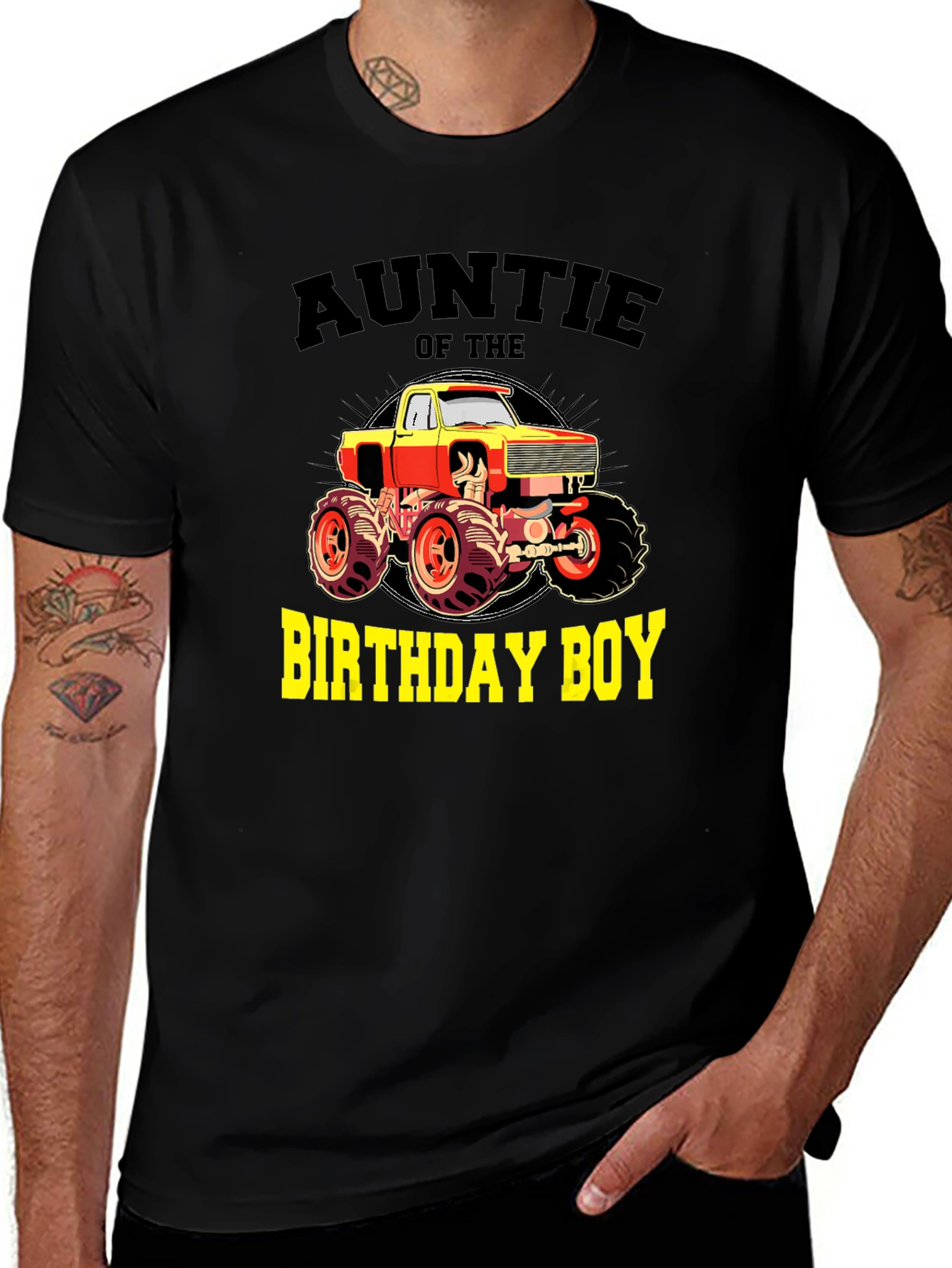 Auntie of the Birthday Boy Monster Truck T-Shirt