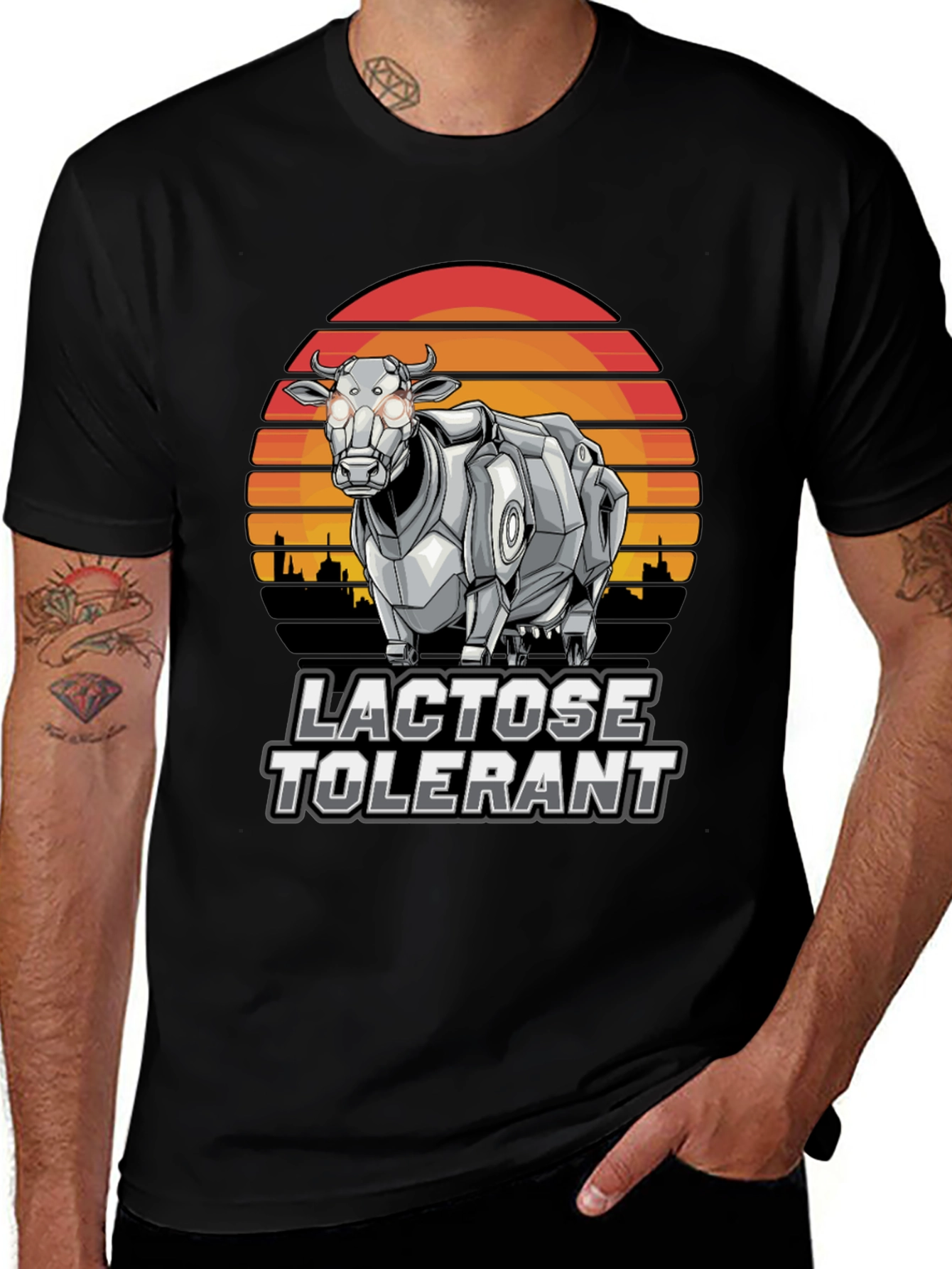 Variant 20 of Lactose Tolerant Robot Cow T-Shirt