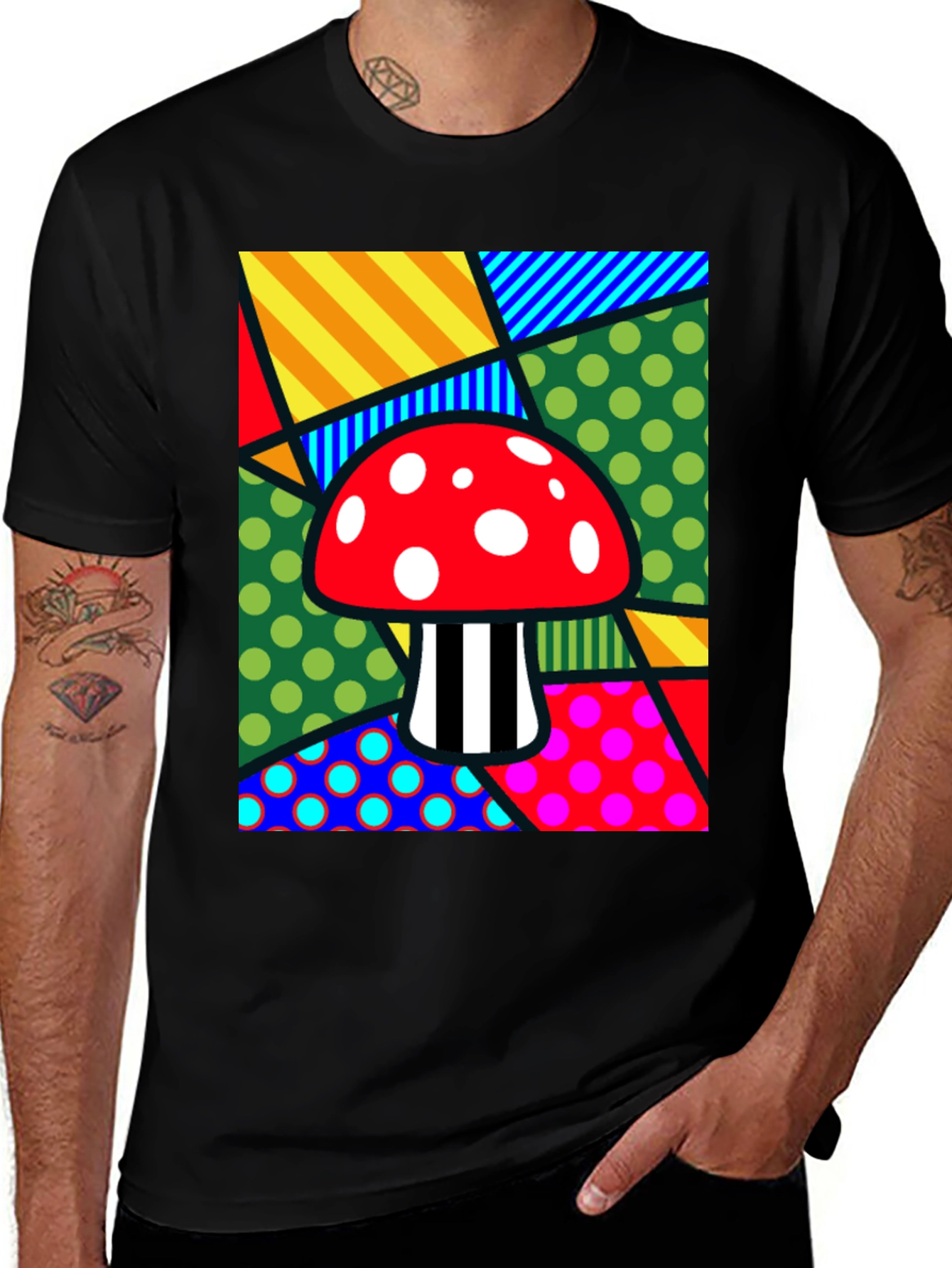Variant 13 of Funky Mushroom T-Shirt - Abstract Pop Art Design