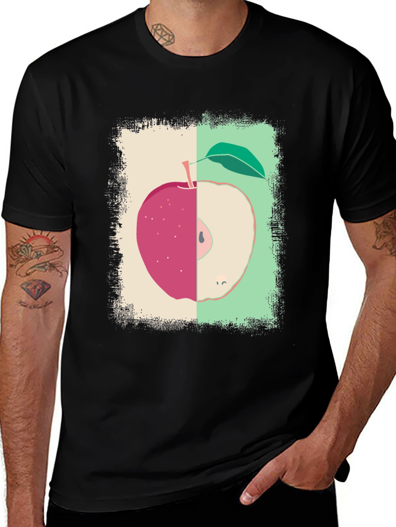Variant 23 of Apple Graphic Print Tee - Fruit Lover's T-Shirt