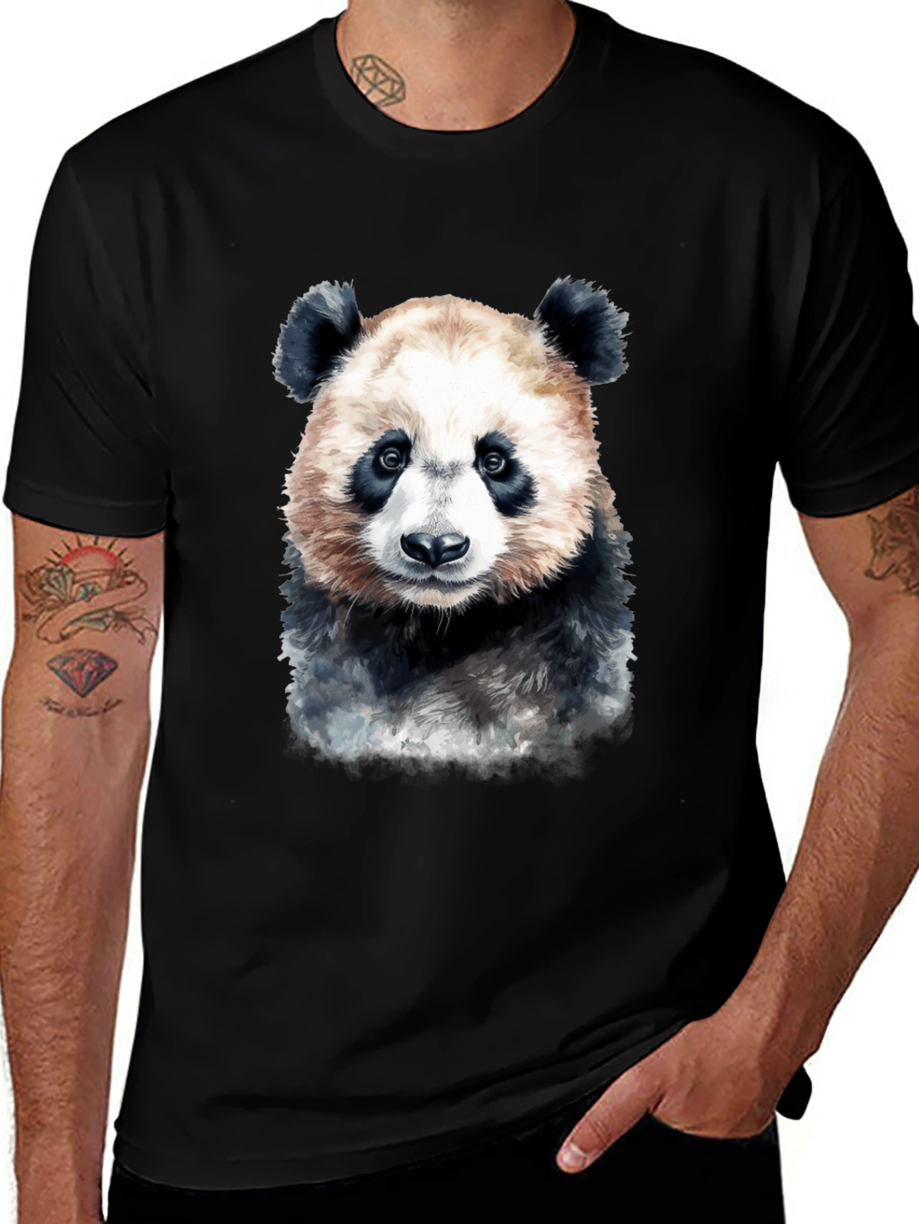 Variant 25 of Panda Bear Graphic Tee - Soft Black T-Shirt