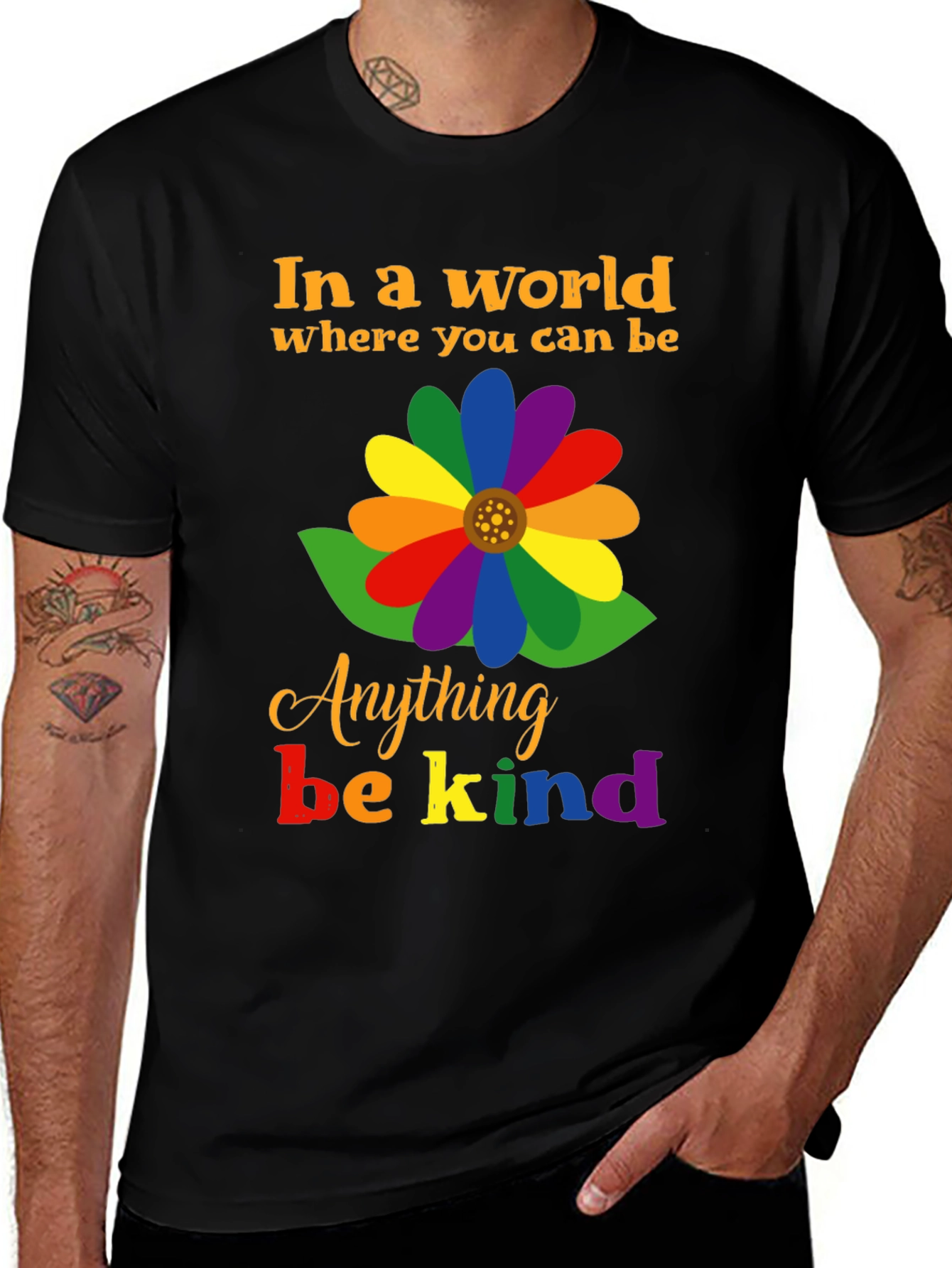 Variant 13 of Be Kind Rainbow Flower Graphic Tee