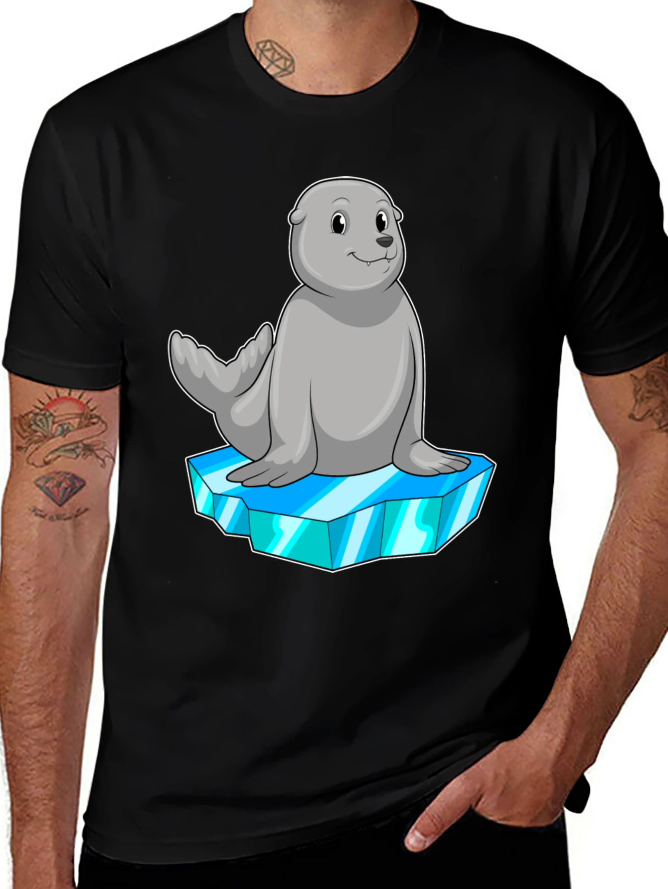 Variant 12 of Seal on Iceberg Graphic Tee - Black