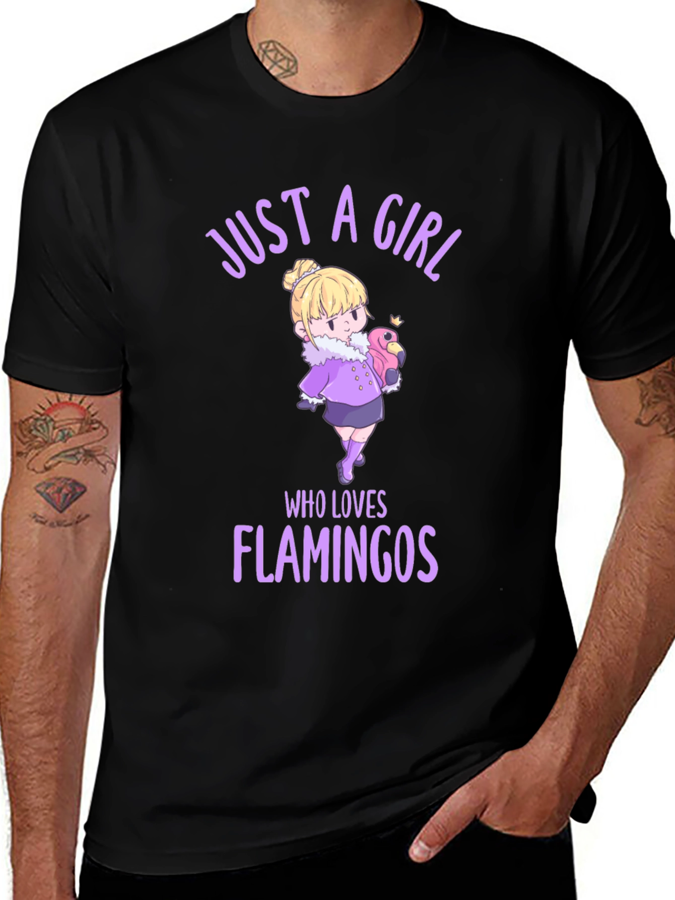 Variant 30 of Girl Who Loves Flamingos Graphic T-Shirt