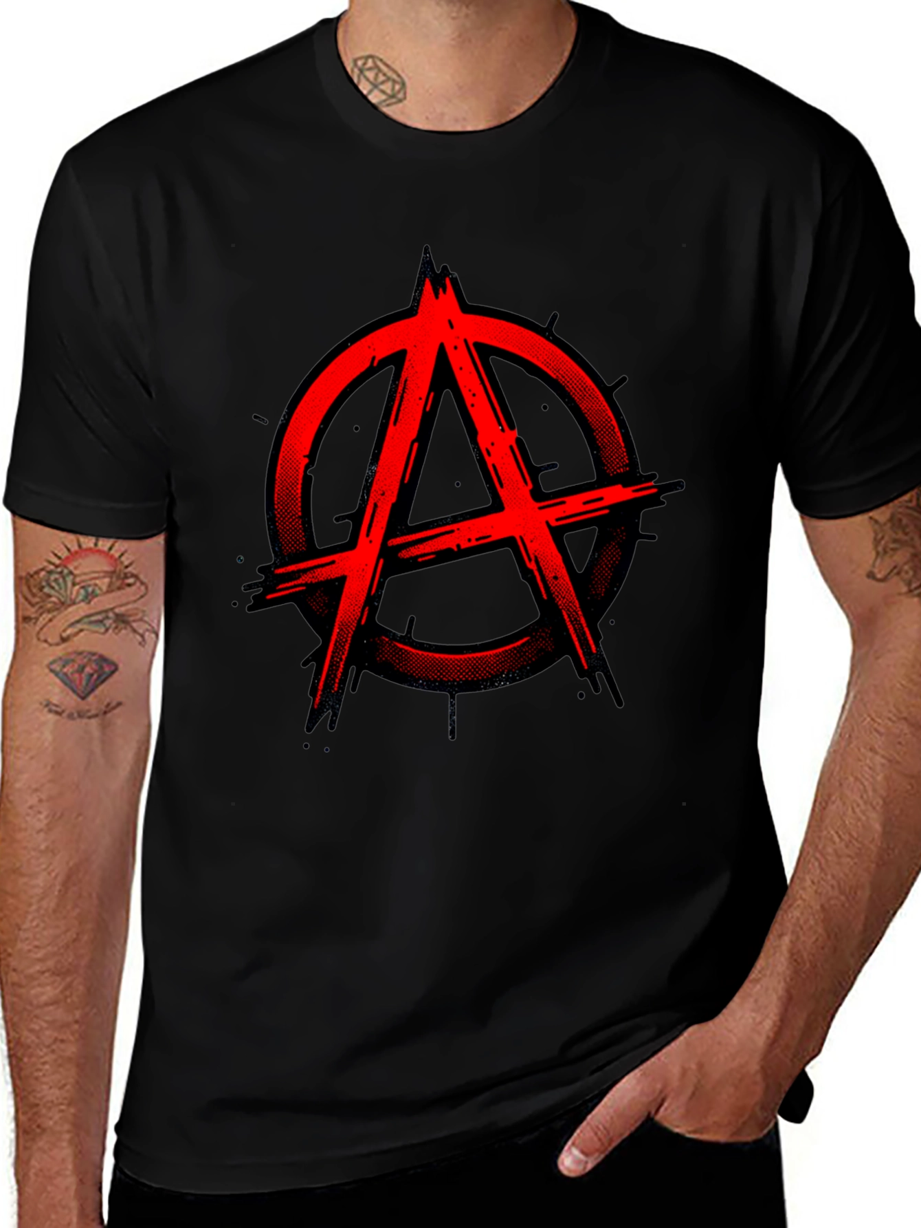Variant 7 of Anarchy Symbol Graphic Tee - Black Cotton Blend
