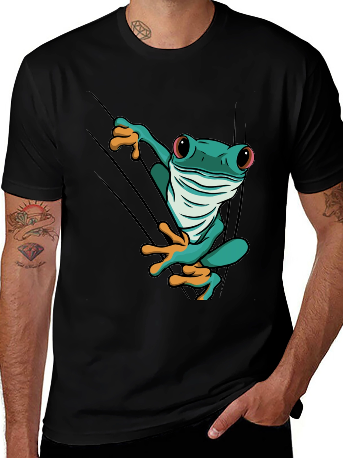 Black Frog T-Shirt - Black Cotton - Graphic Tee main image