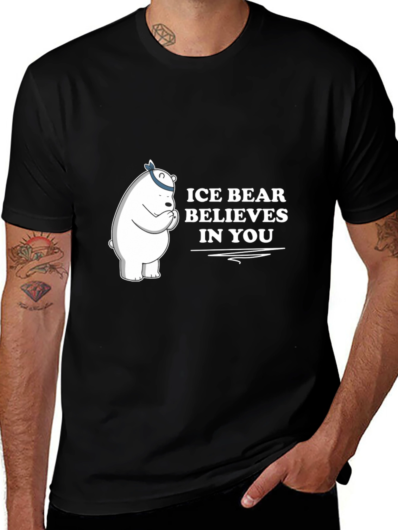 Variant 8 of Ice Bear Believes In You Graphic Tee - Black