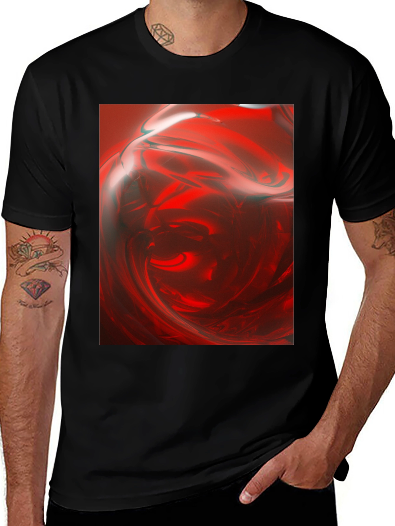Variant 8 of Abstract Red Swirl Graphic Tee