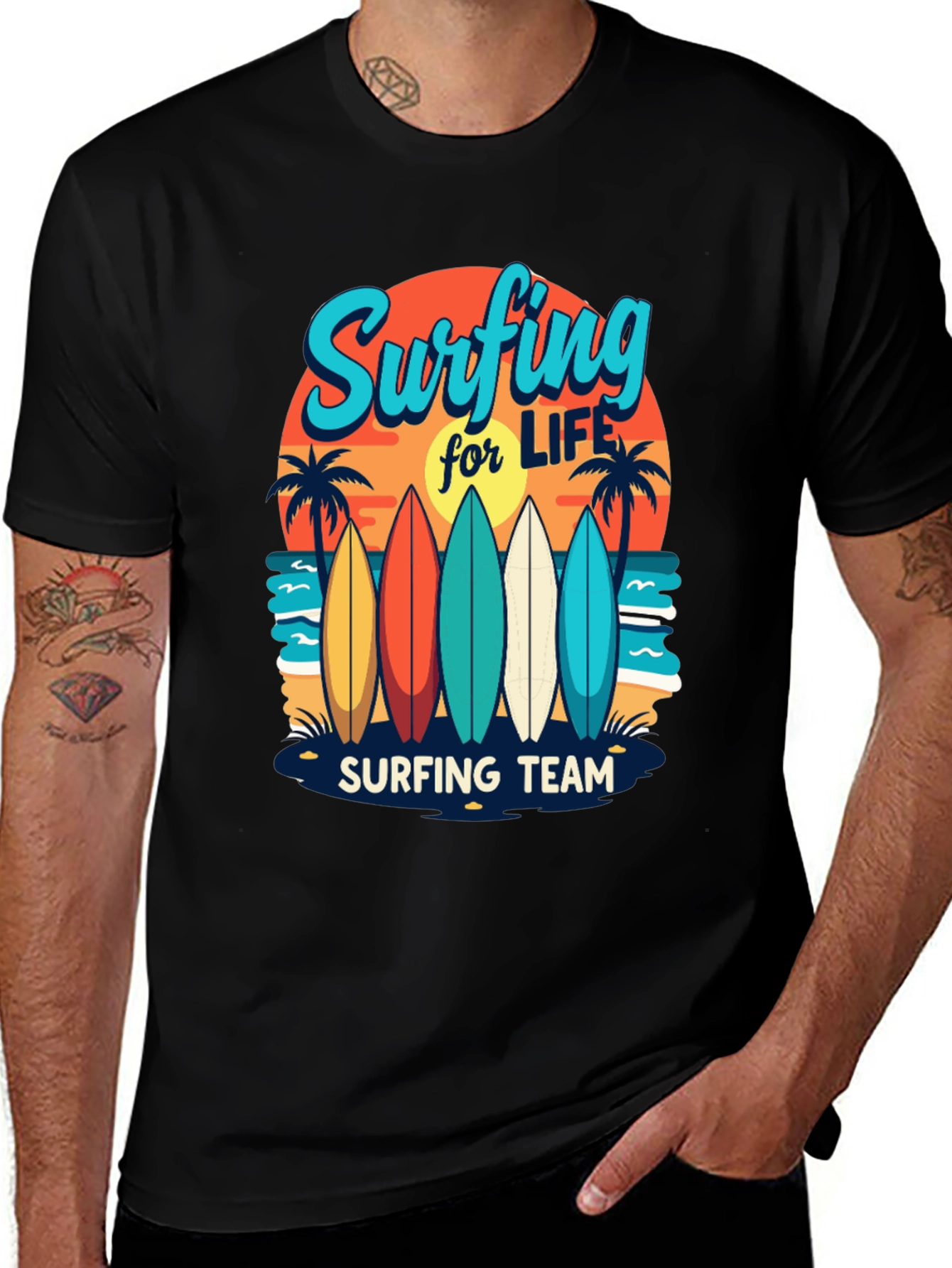 Variant 16 of Surfing Team Graphic Tee - Beach Life Shirt