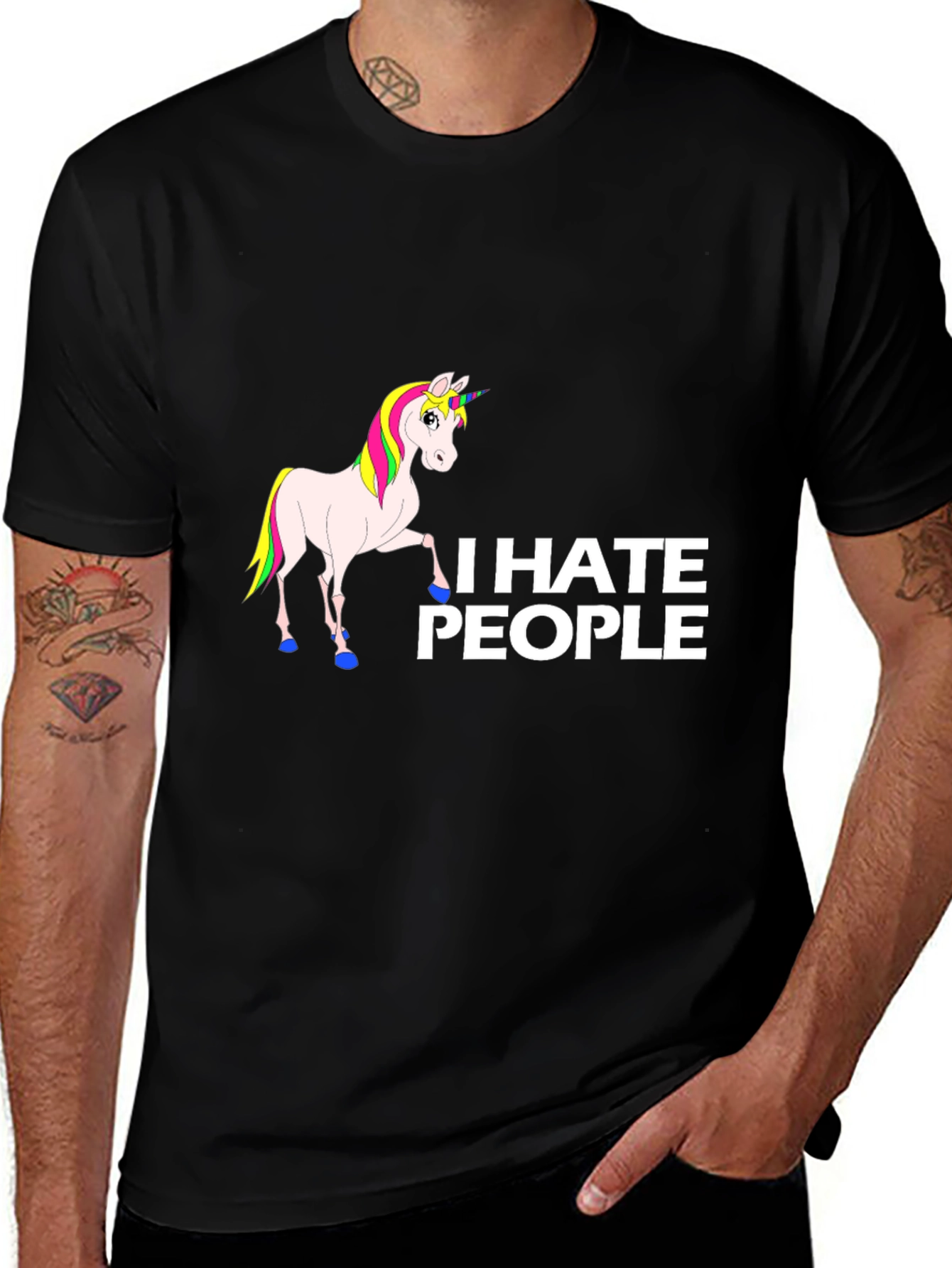 Variant 25 of I Hate People Unicorn Black T-Shirt