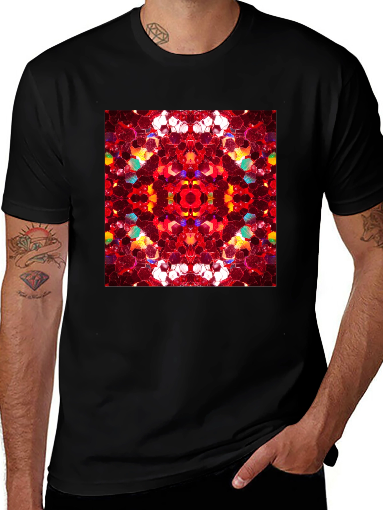 Variant 30 of Kaleidoscope Pattern Black Tee