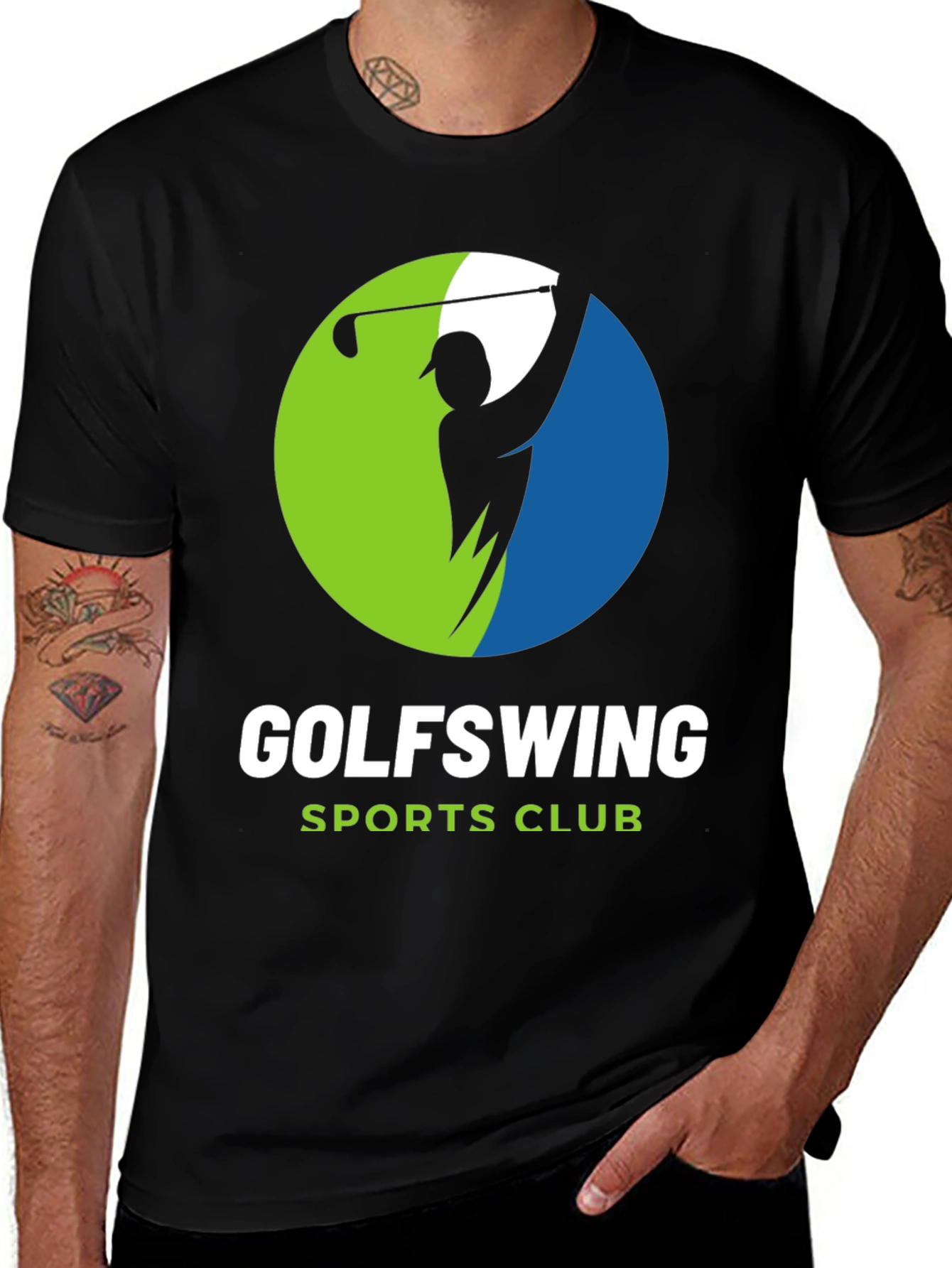 Variant 11 of Golf Swing Sports Club Black T-Shirt