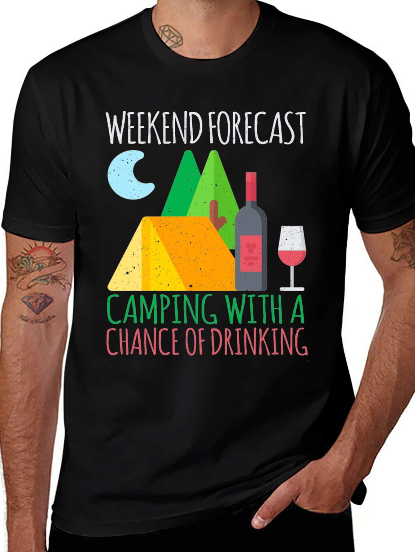 Variant 3 of Camping & Drinking Forecast T-Shirt