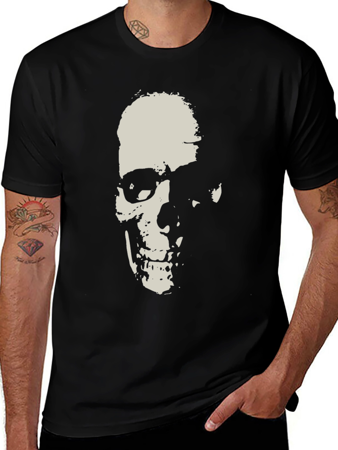 Variant 27 of Grim Reaper Skull Graphic Black T-Shirt