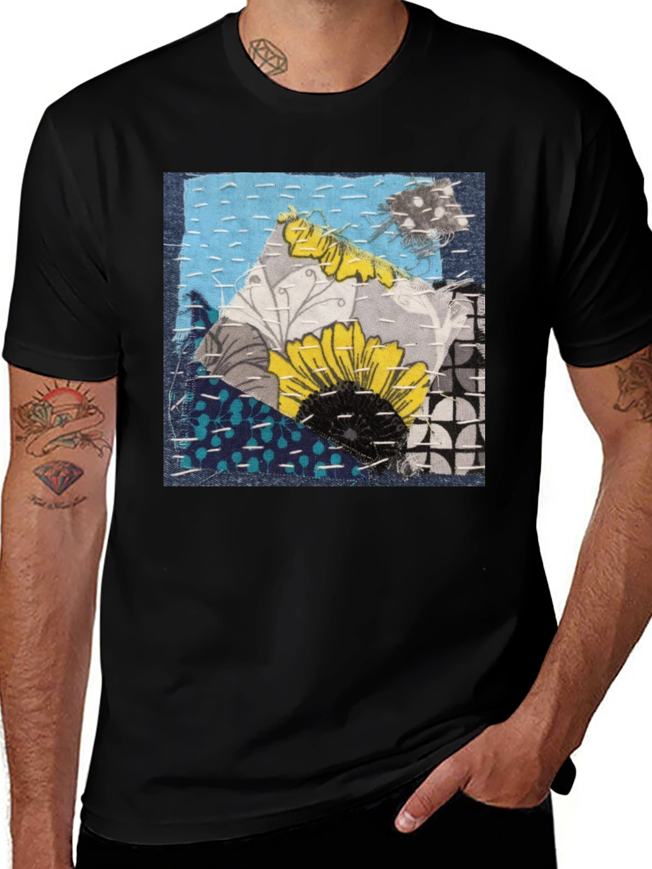 Sunflower Patchwork Graphic T-Shirt
