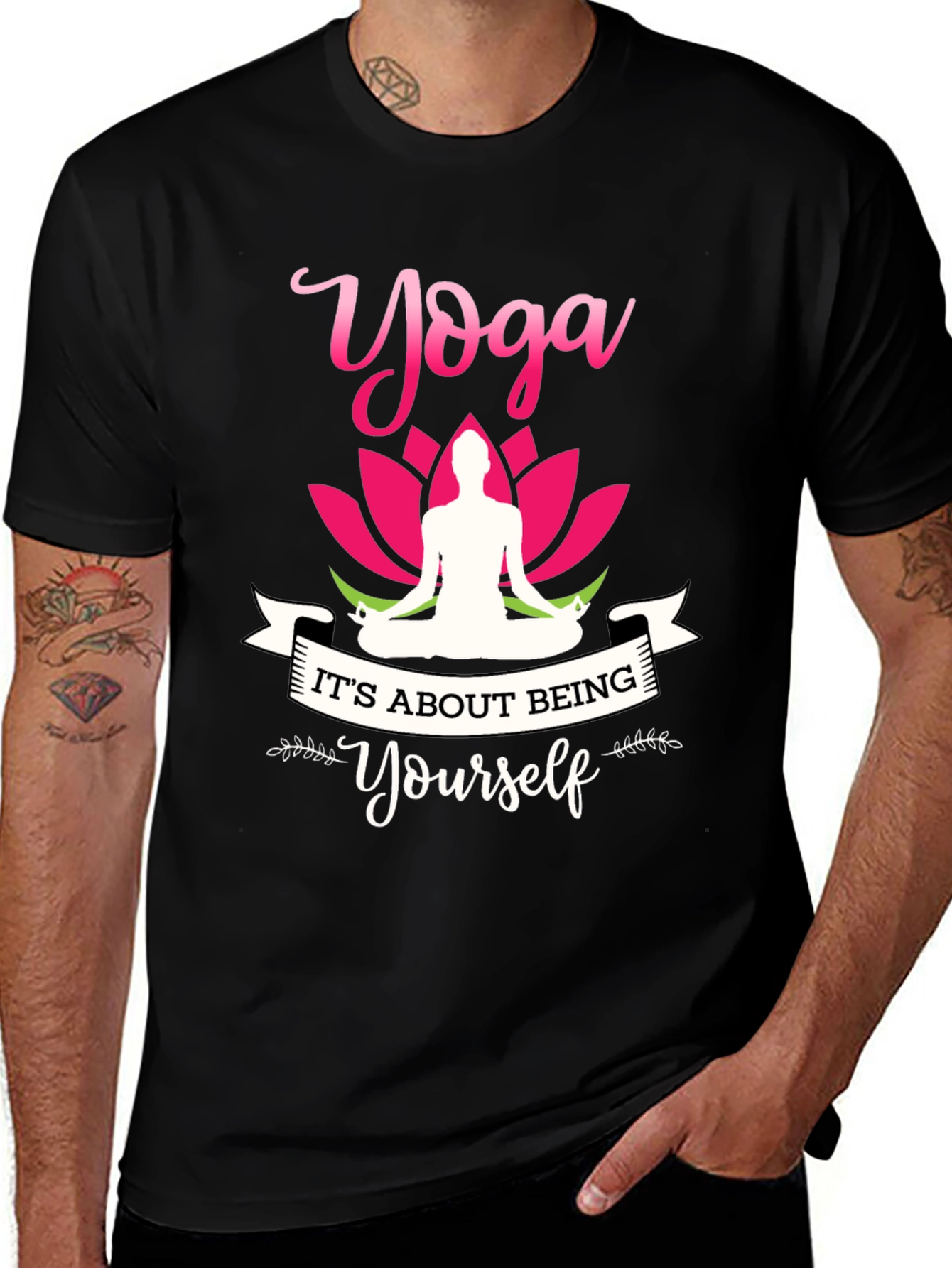 Variant 30 of Yoga About Being Yourself Black T-Shirt