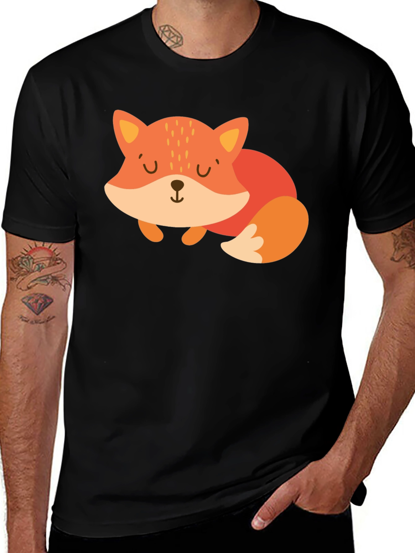 Variant 26 of Cute Fox Graphic Tee - Soft Black T-Shirt