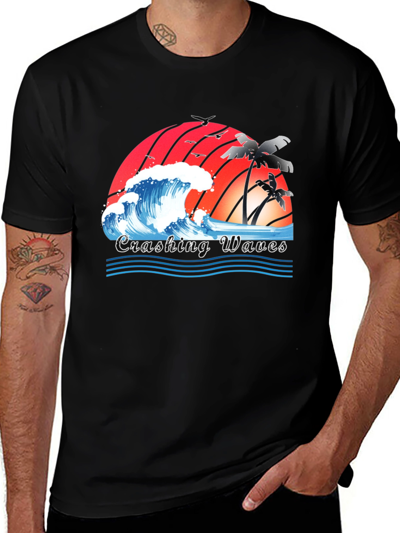 Variant 24 of Crashing Waves Graphic Tee - Tropical Beach Vibes