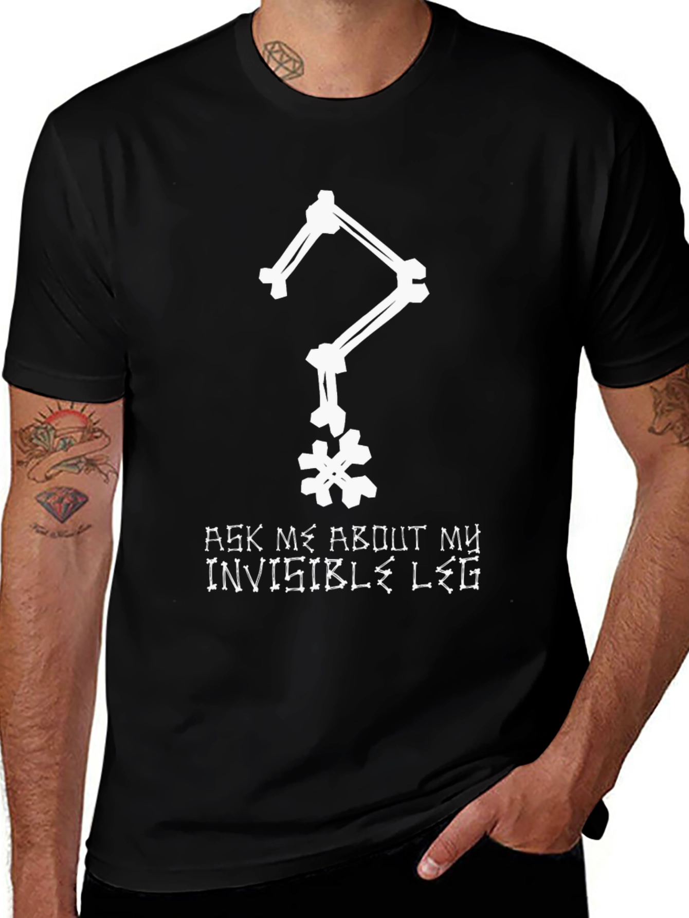 Variant 25 of Invisible Leg Humor T-Shirt - Ask Me About My Invisible Leg