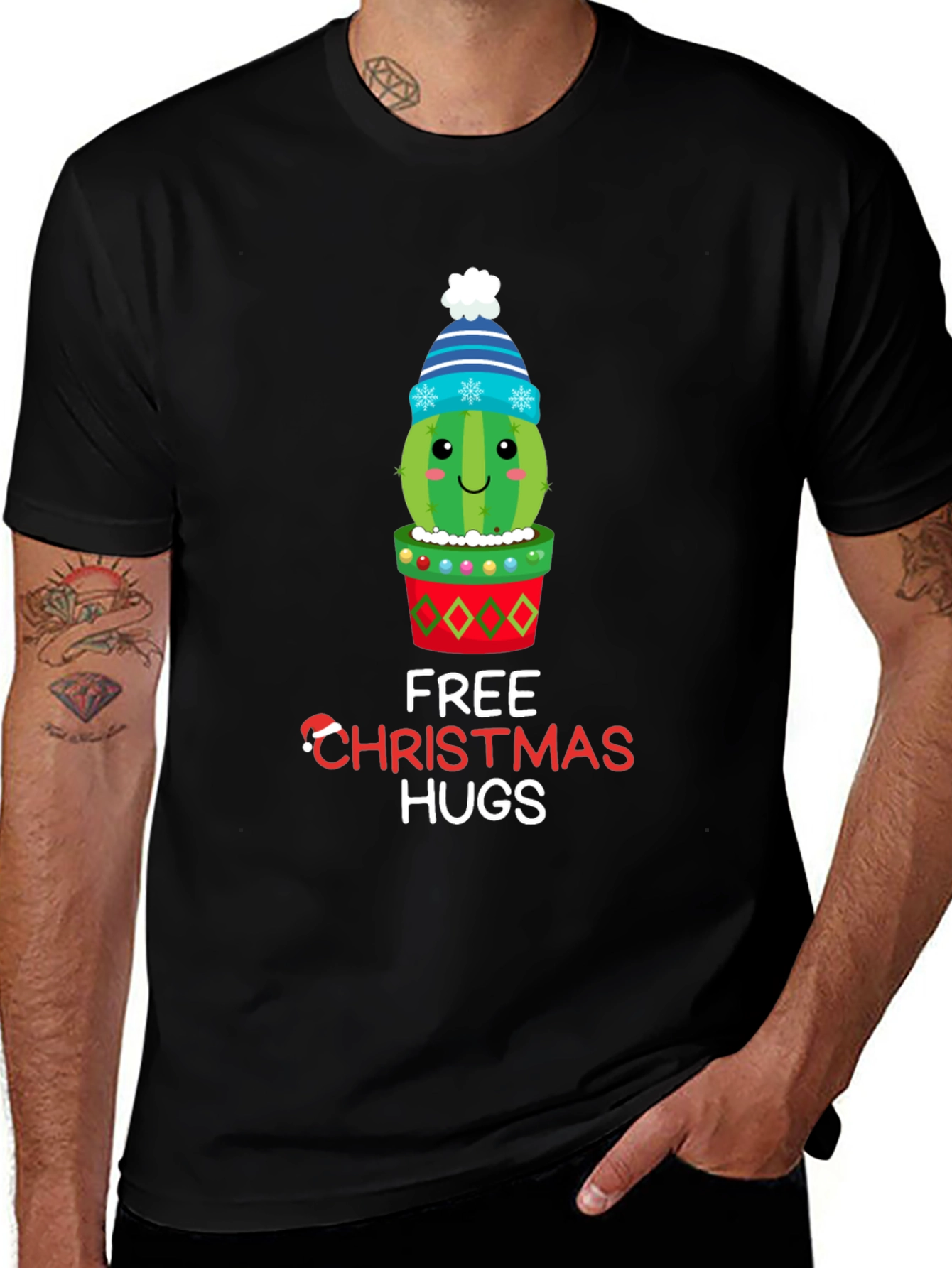 Variant 28 of Festive Cactus Christmas Hugs T-Shirt