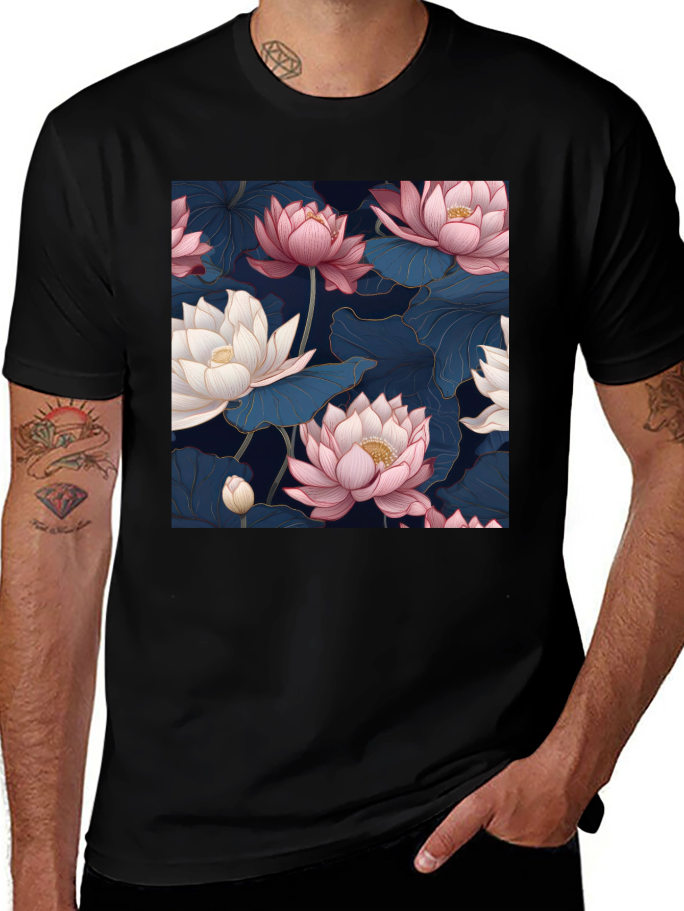 Variant 3 of Elegant Lotus Blossom Graphic Tee